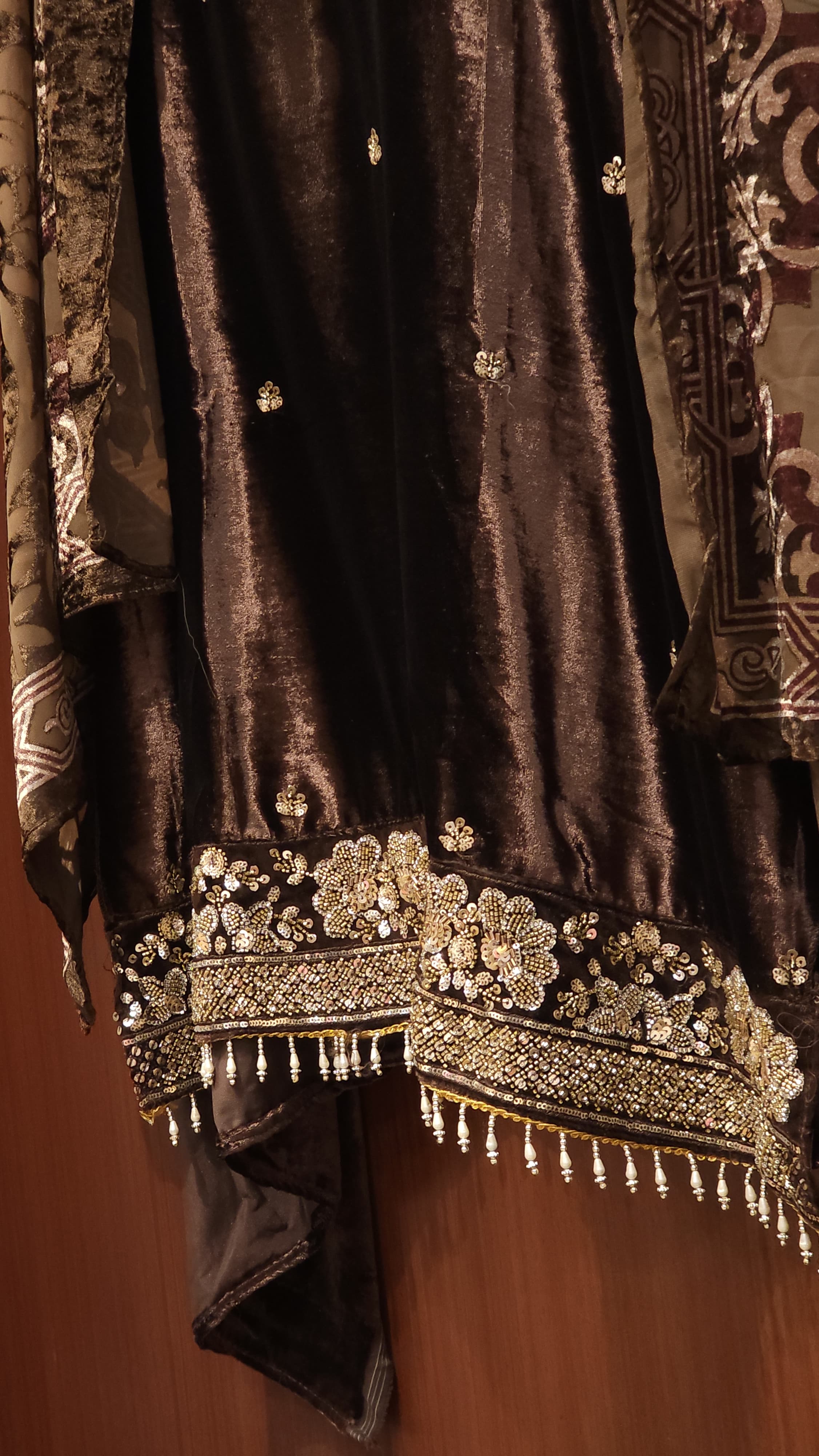 Velvet Suit with Brasso dupatta & Jamawar Silk bottom