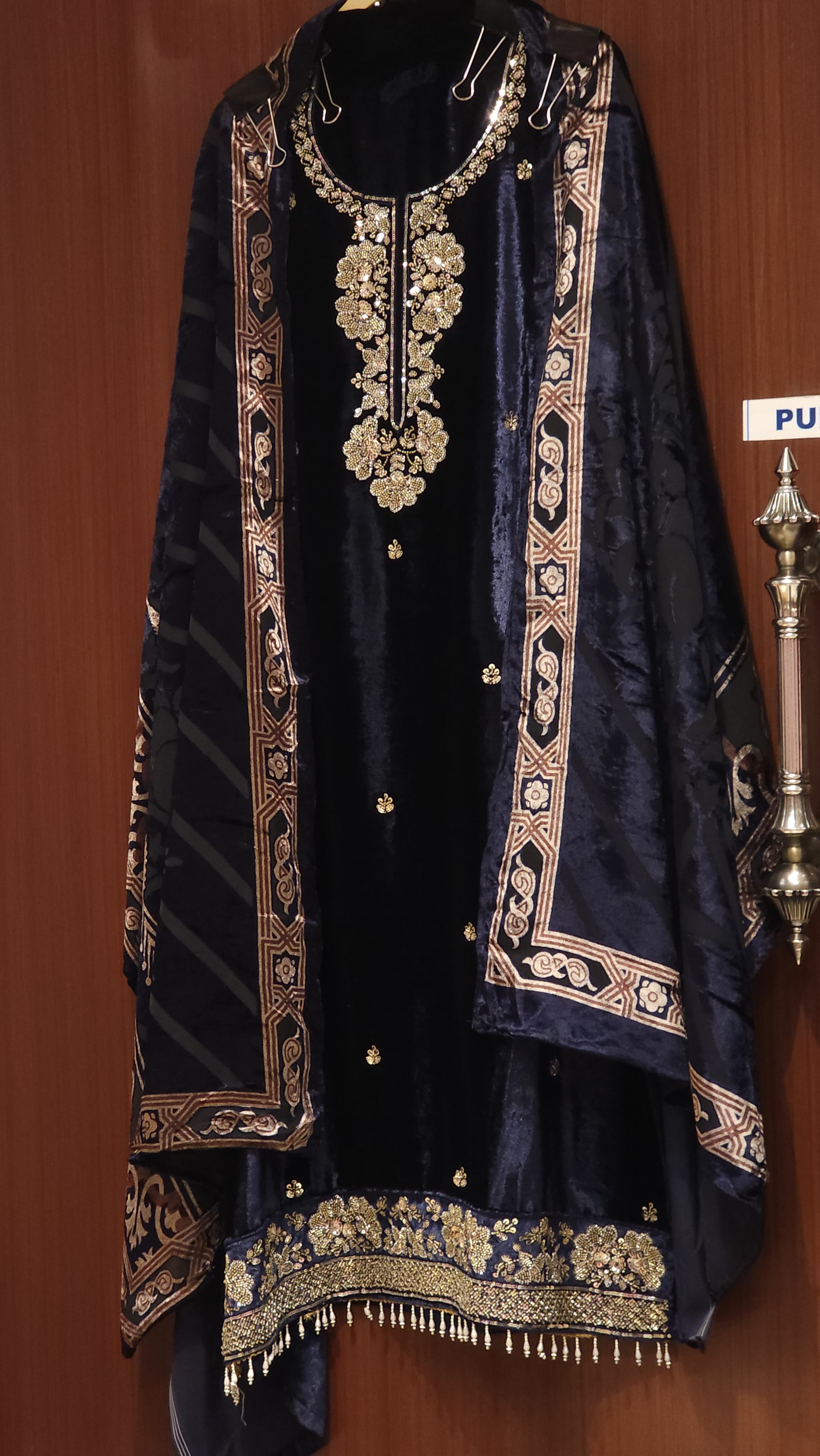 Velvet Suit with Brasso dupatta & Jamawar Silk bottom