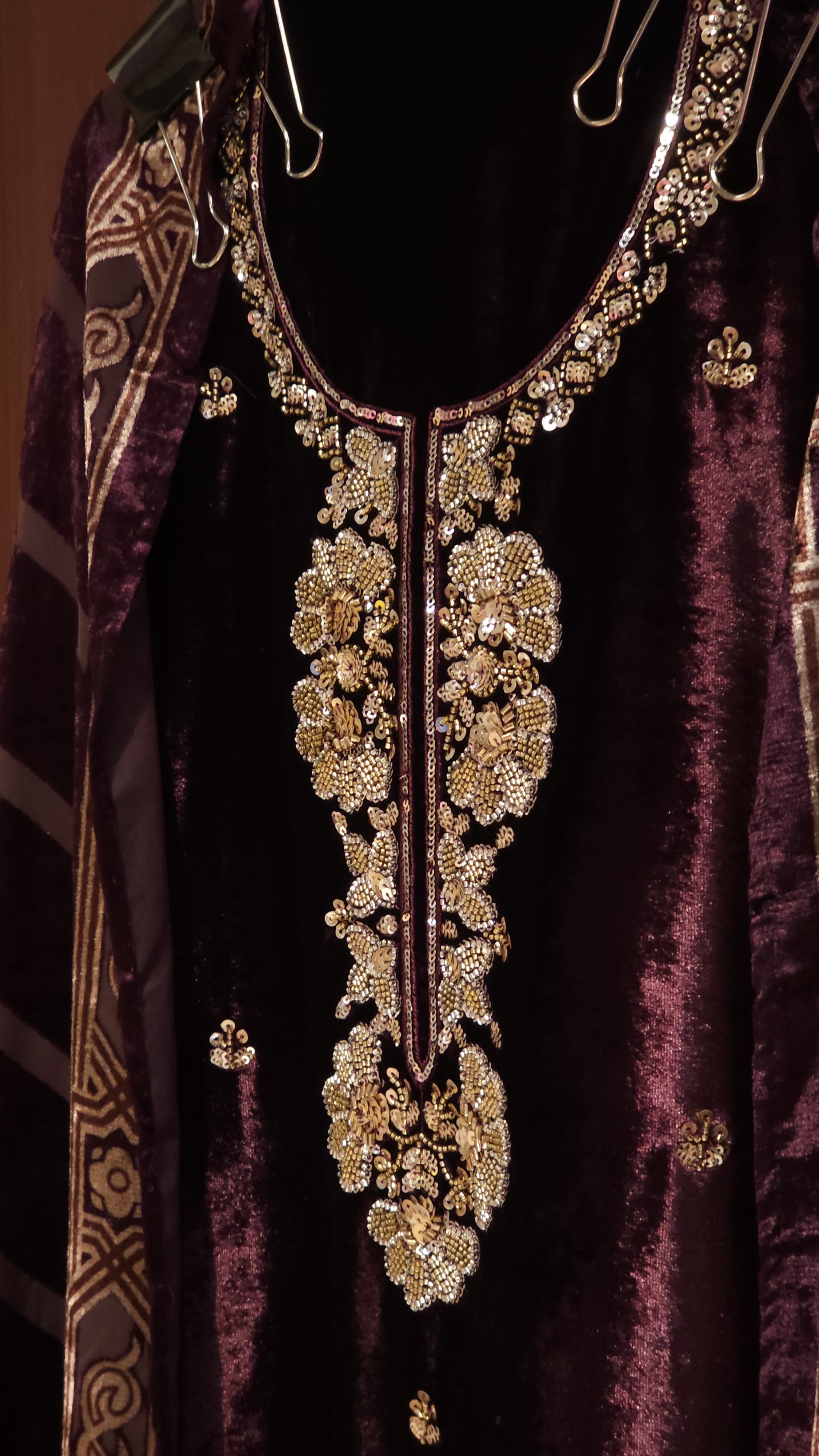 Velvet Suit with Brasso dupatta & Jamawar Silk bottom