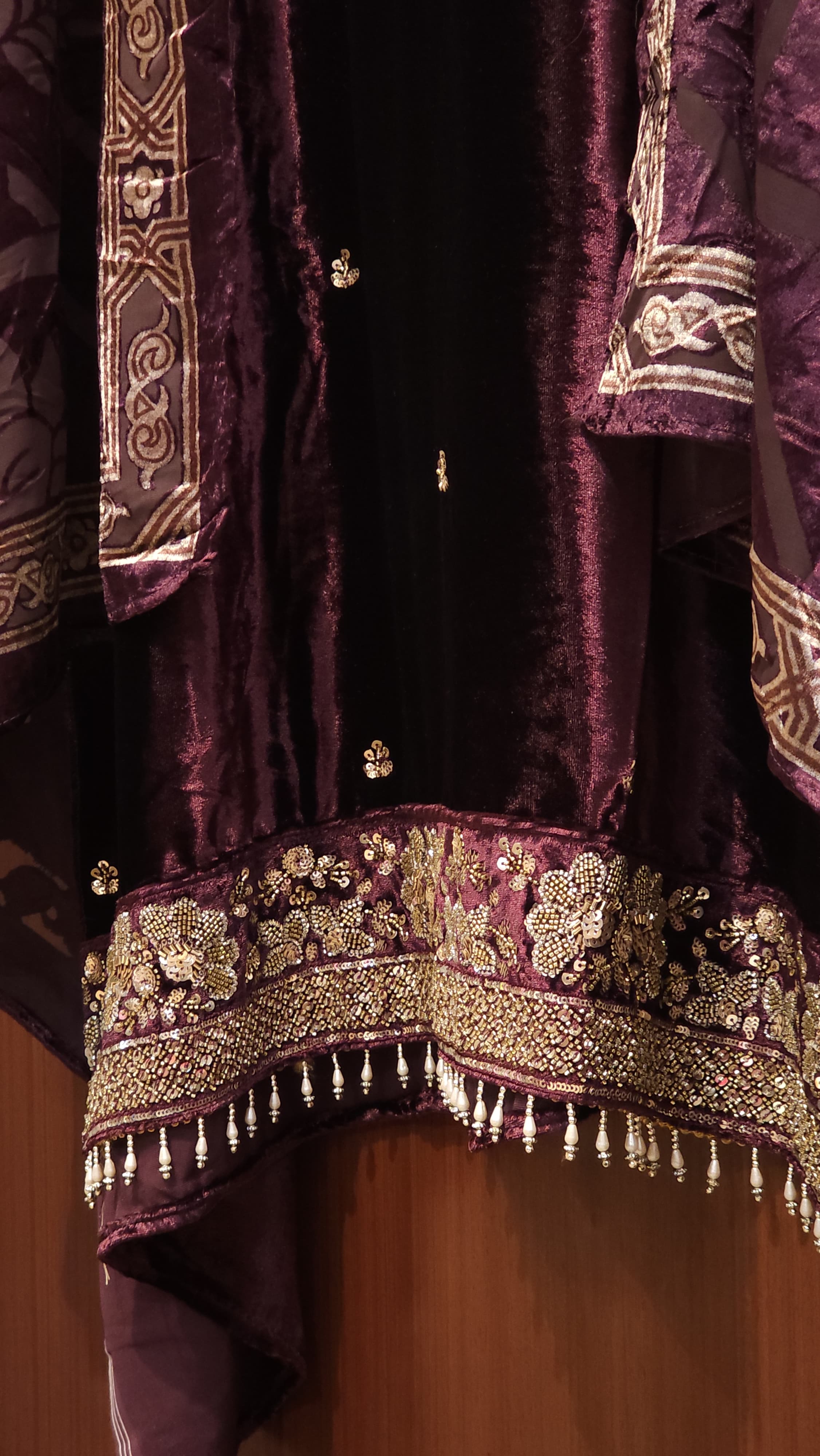 Velvet Suit with Brasso dupatta & Jamawar Silk bottom