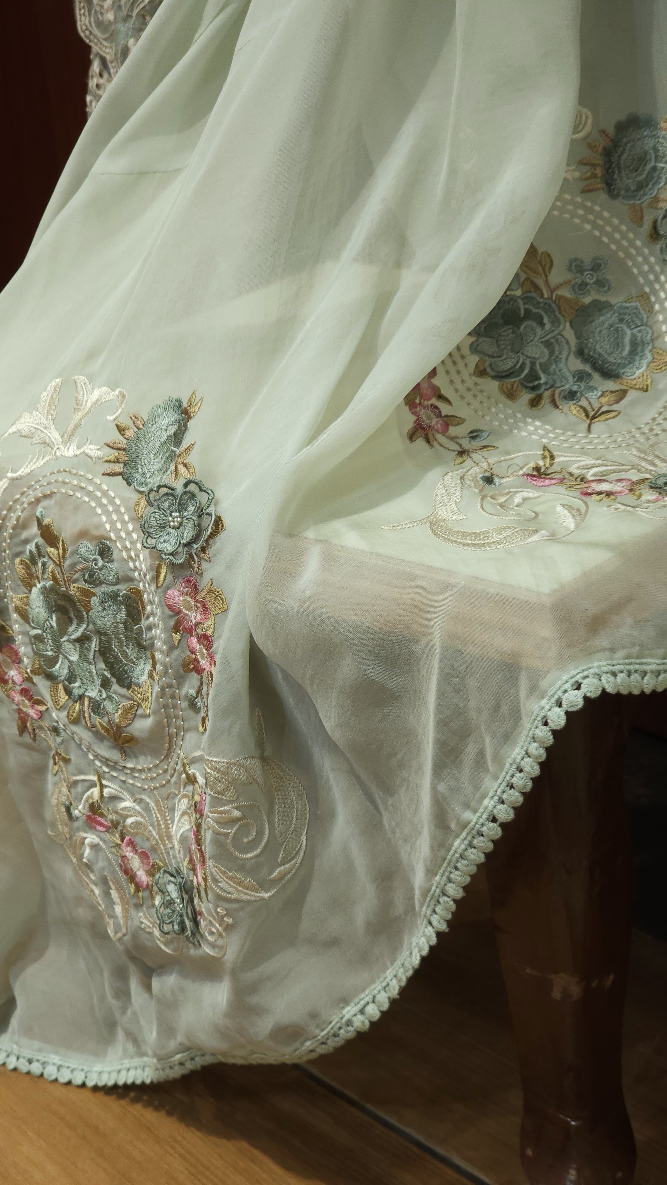 Pure Organza Resham Embroidery - Export Edition