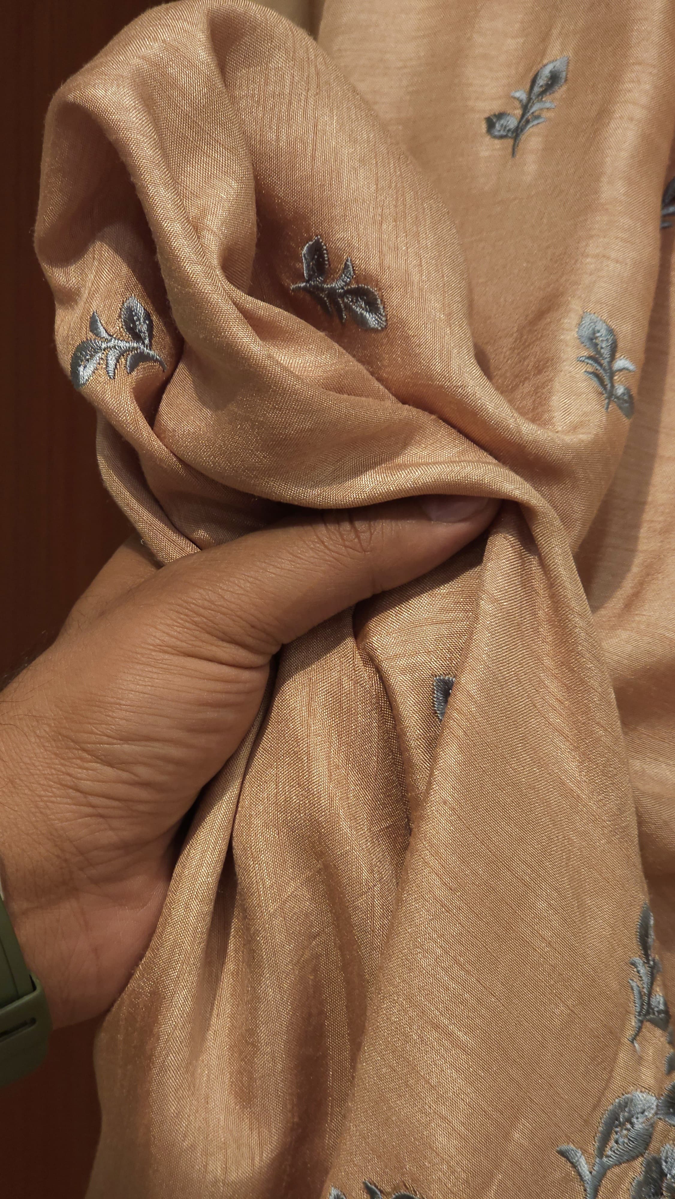 Viral Parsi Embroidery in Raw Silk, Now