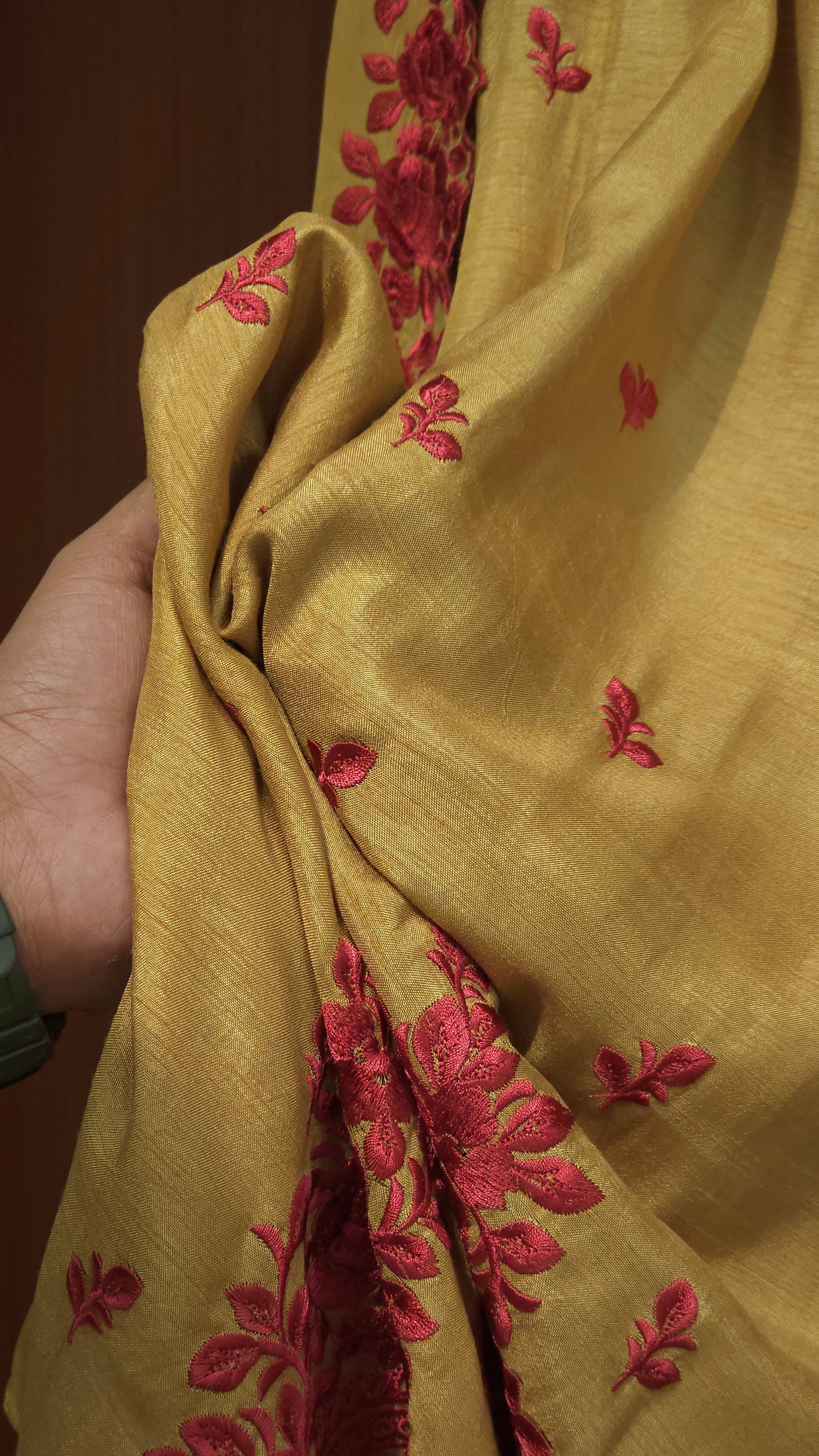 Viral Parsi Embroidery in Raw Silk, Now