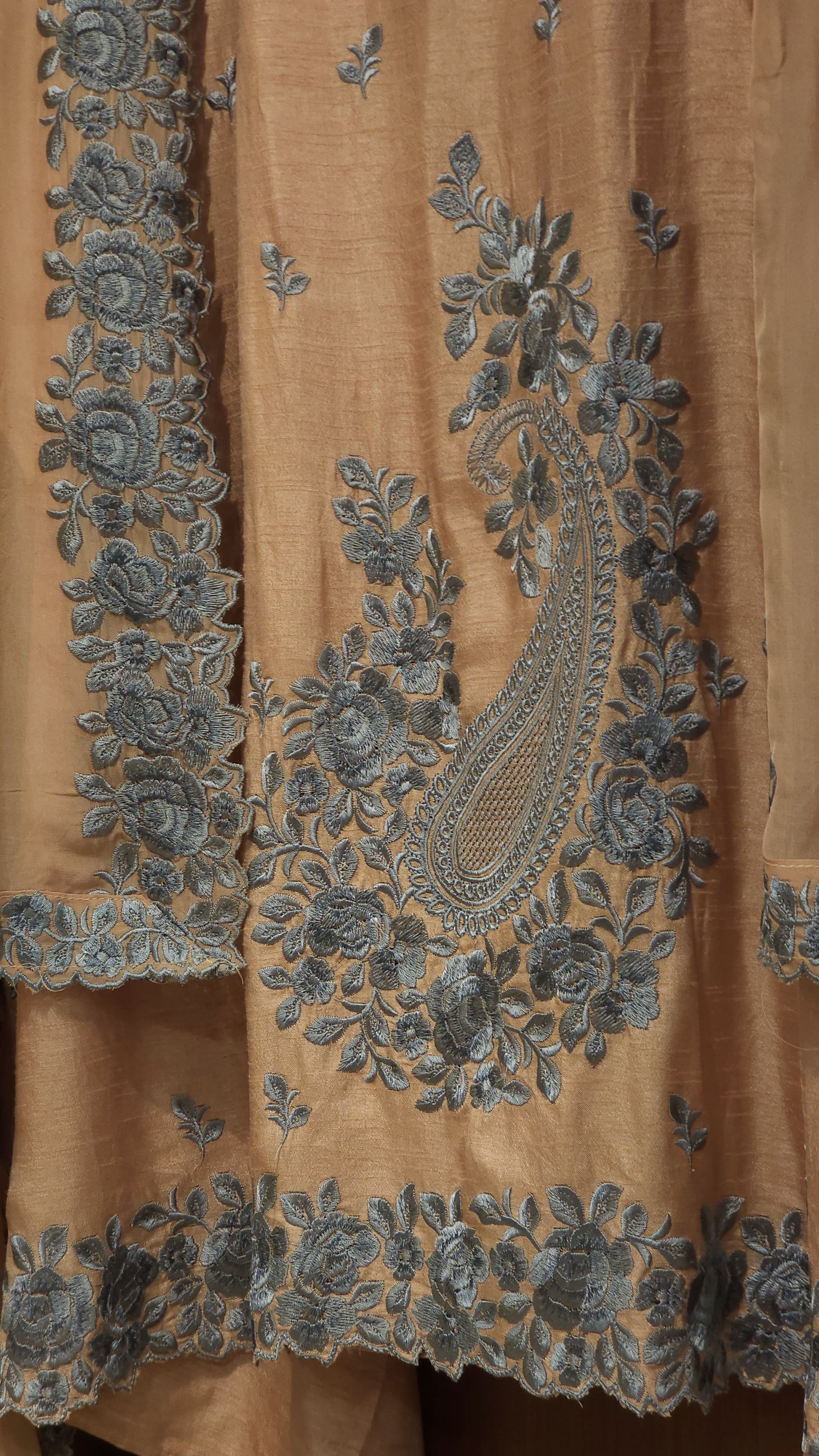Viral Parsi Embroidery in Raw Silk, Now