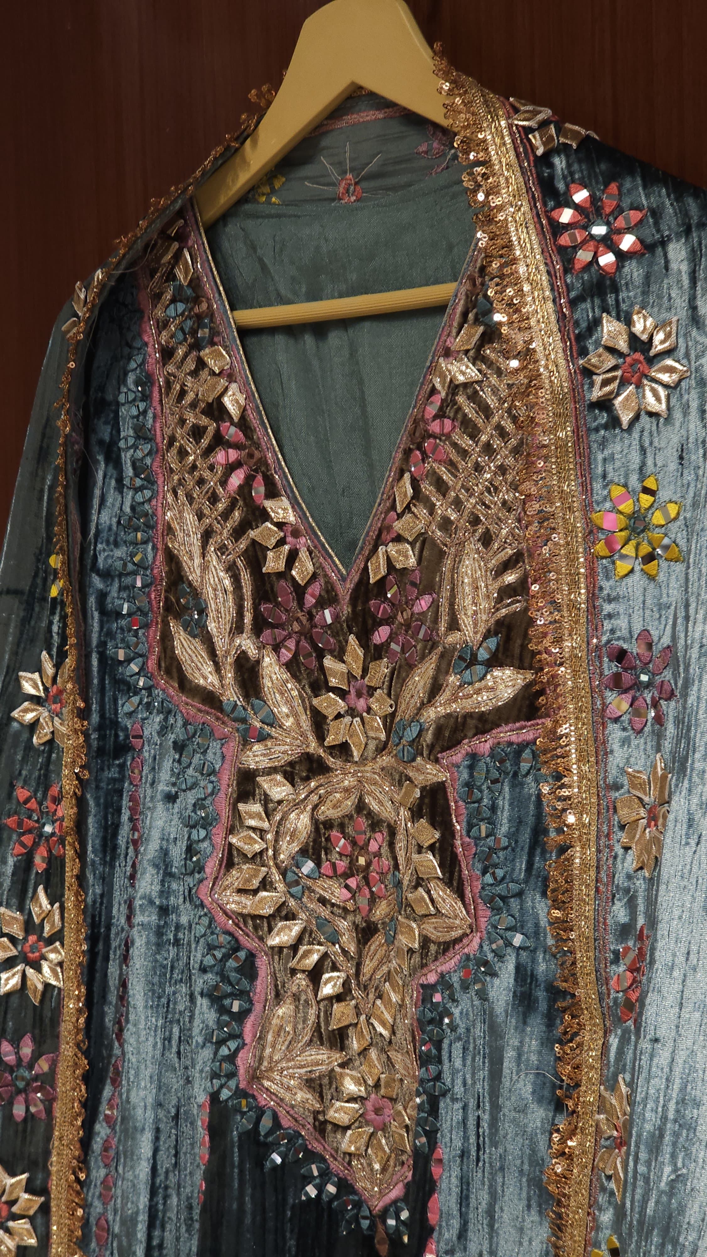 Velvet Anarkali Set- Handcrafted Luxury Readymade