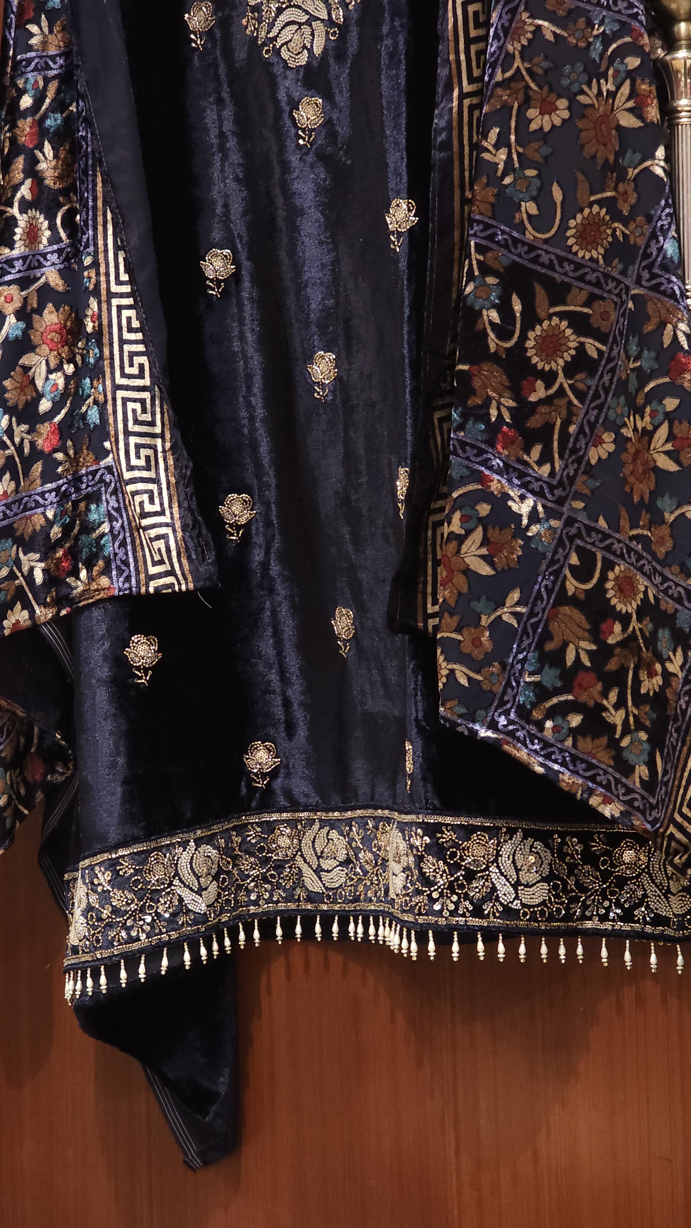 Velvet Suit with Brasso dupatta & Jamawar Silk bottom 2.O