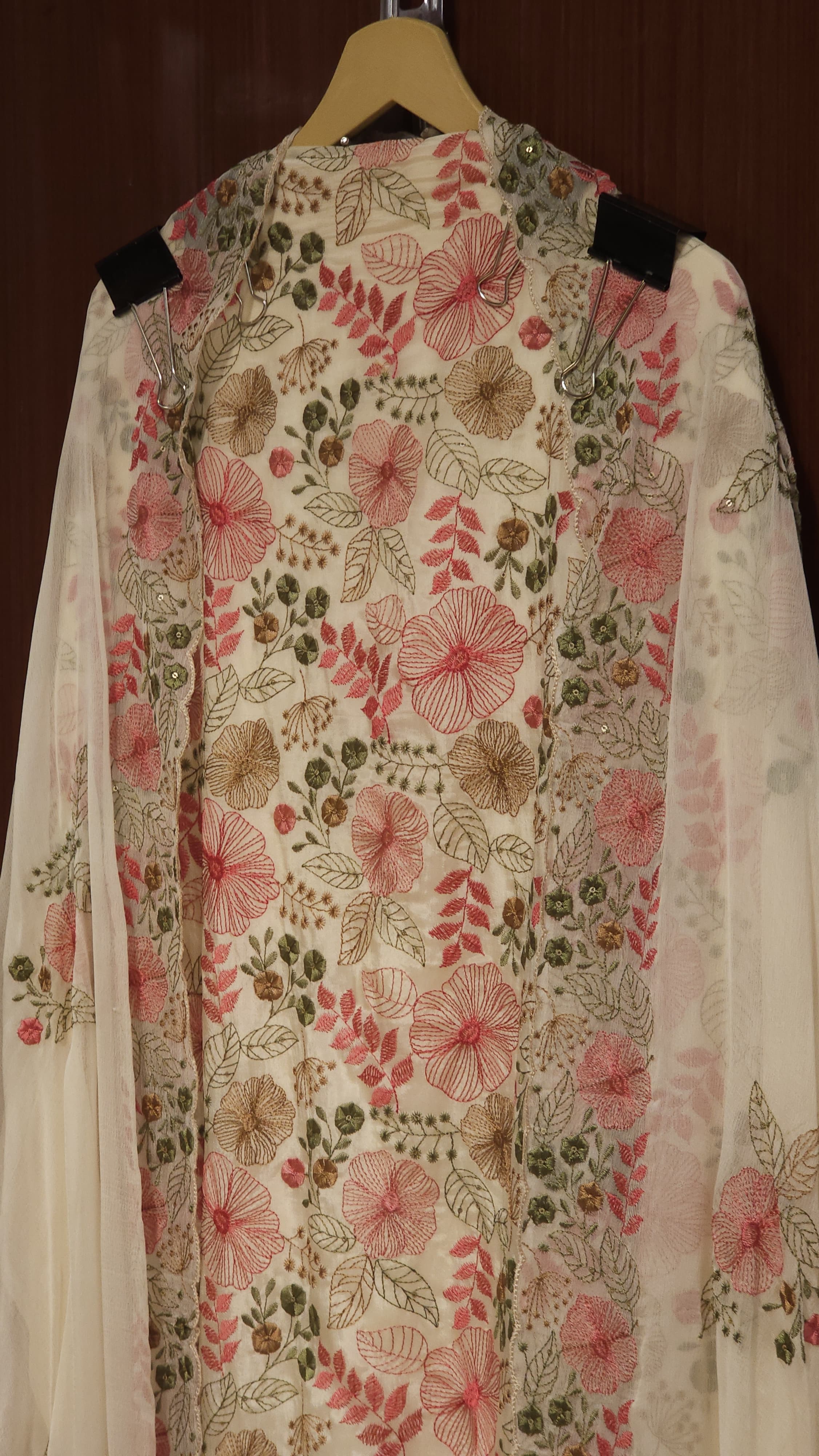 Glass Organza Threadwork Suit