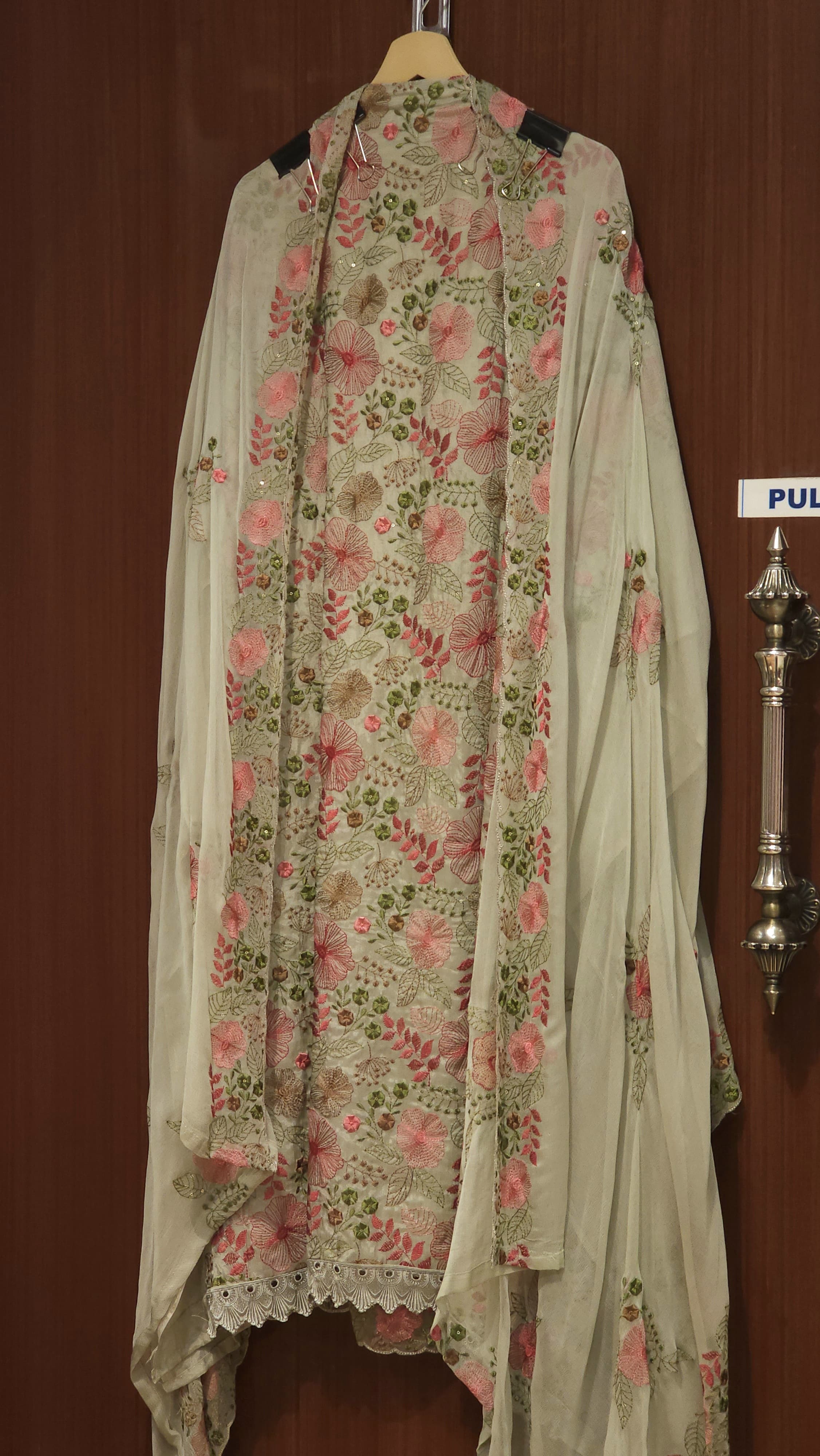 Glass Organza Threadwork Suit