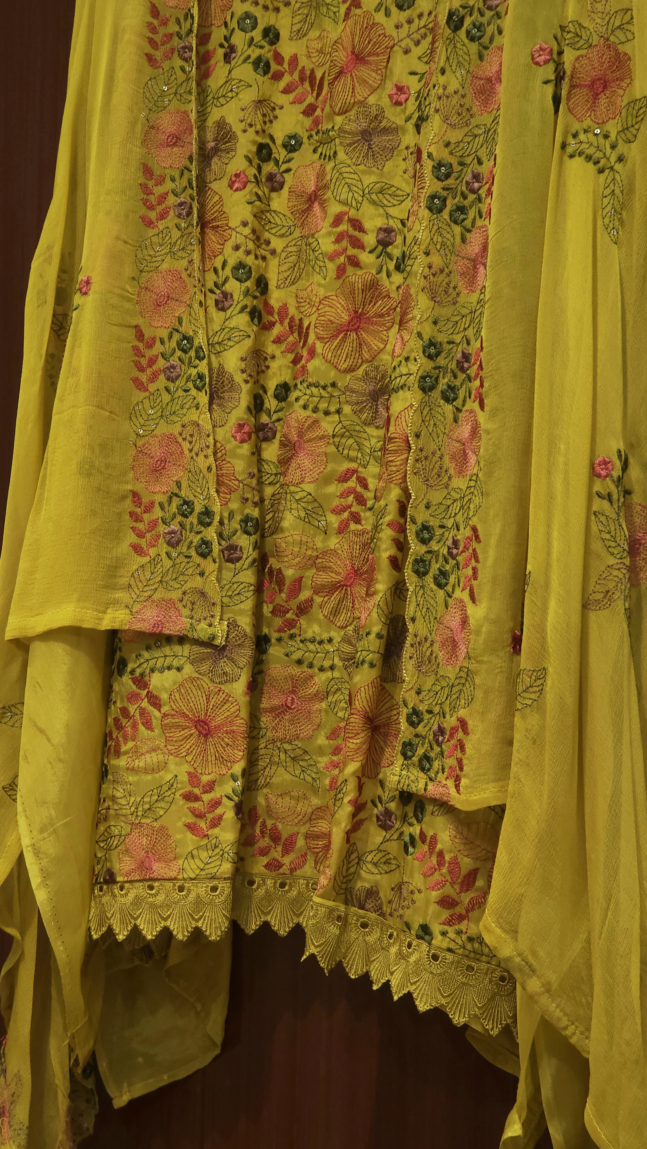 Glass Organza Threadwork Suit