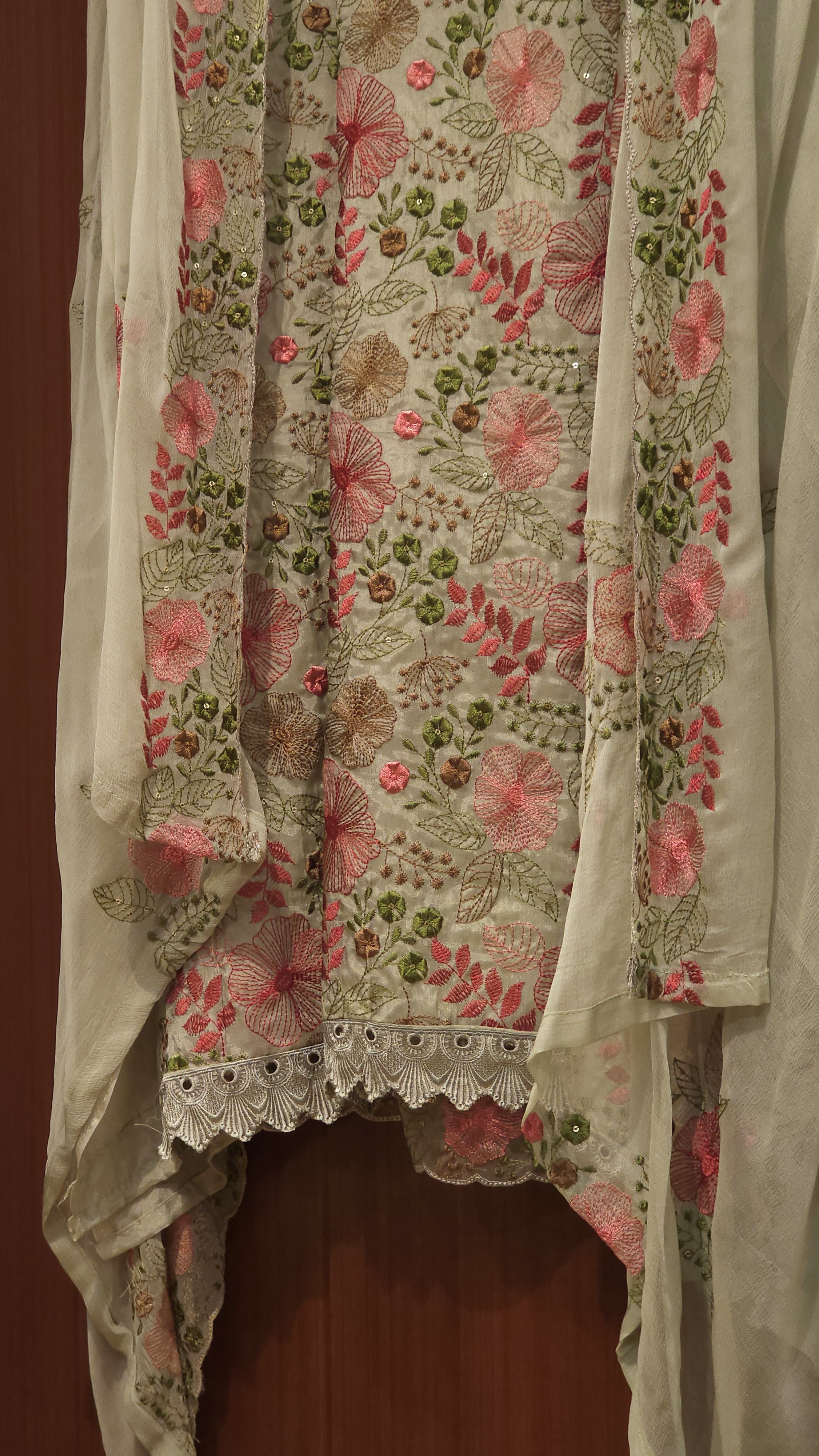 Glass Organza Threadwork Suit