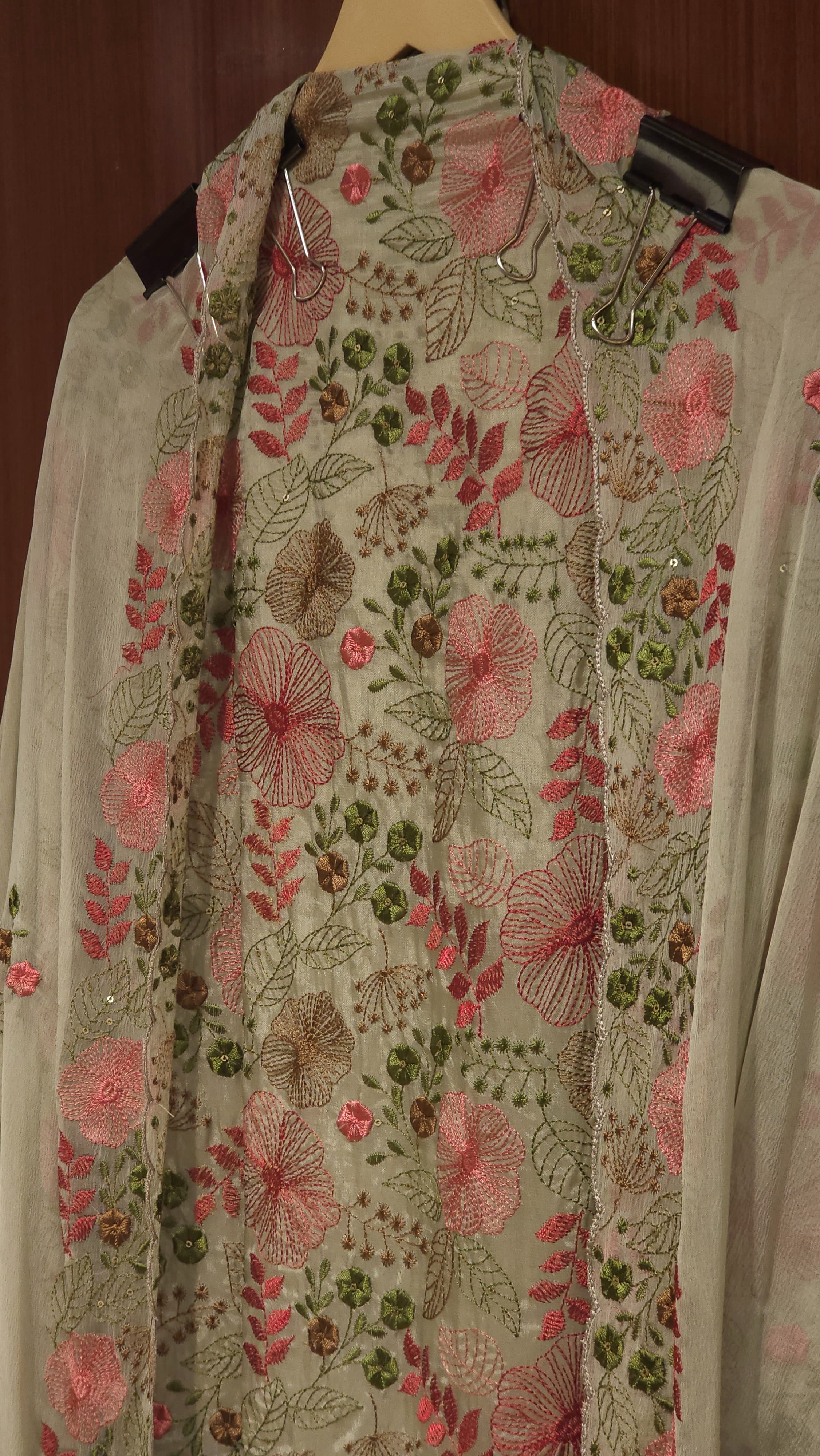 Glass Organza Threadwork Suit