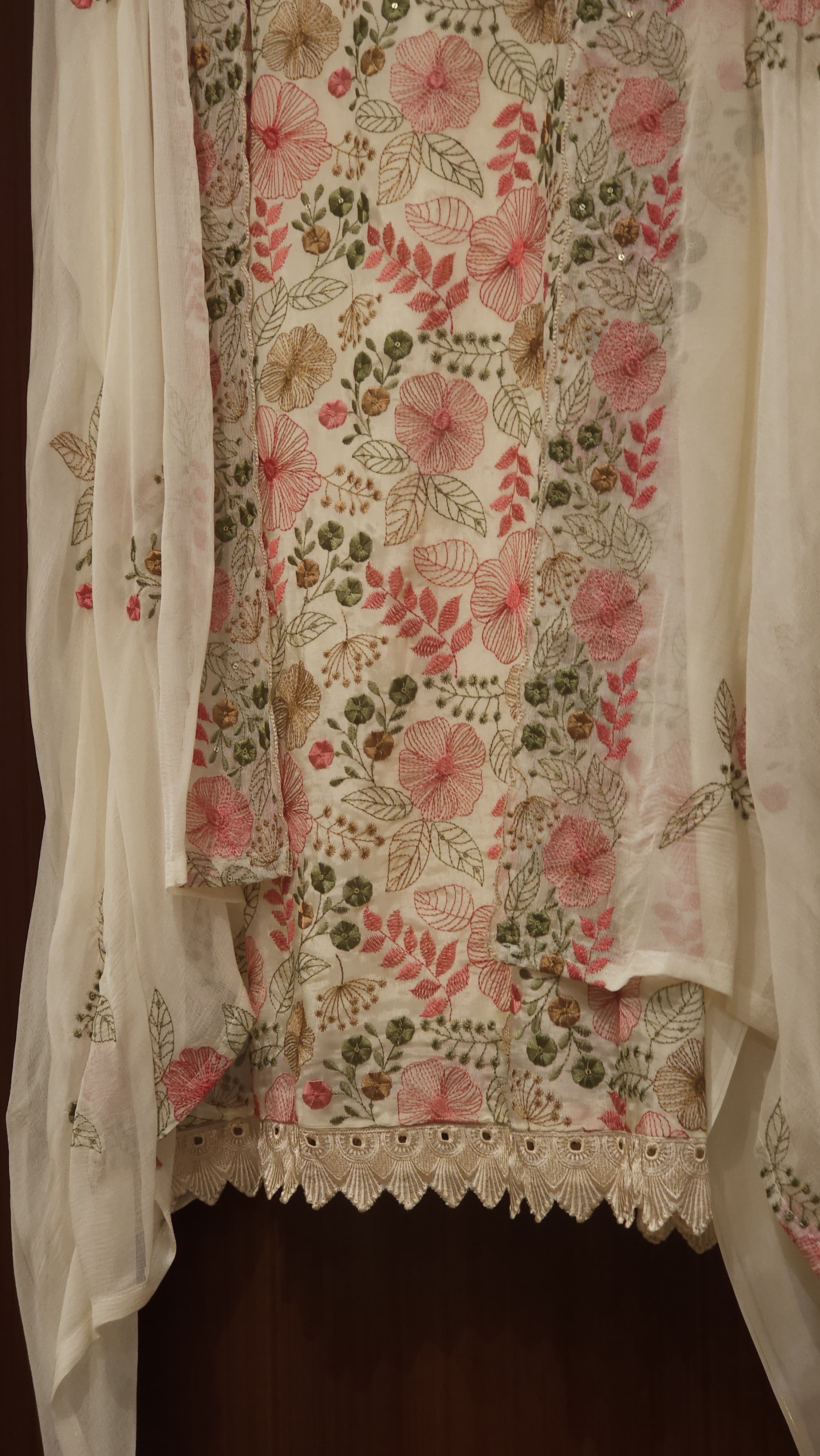 Glass Organza Threadwork Suit