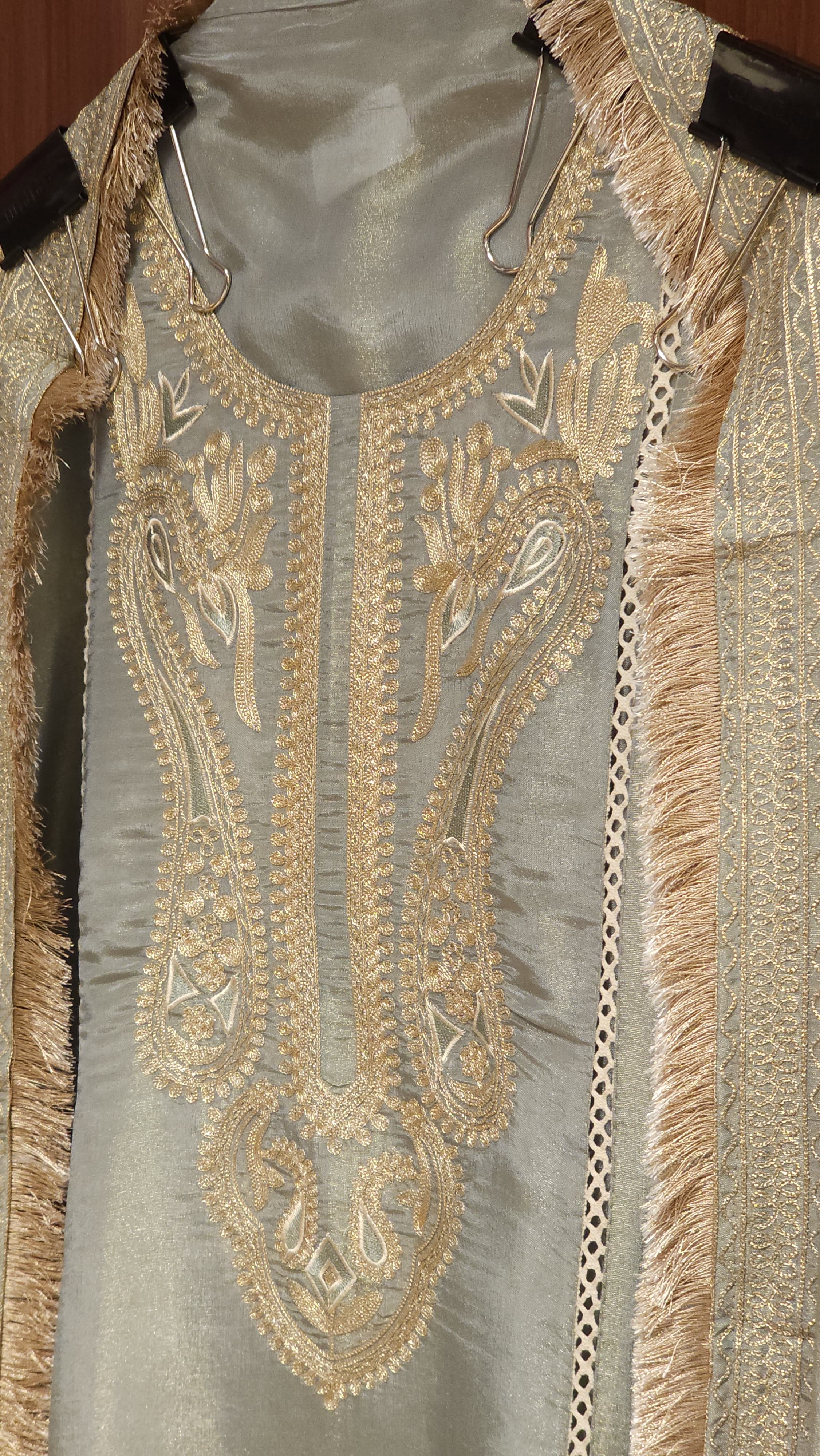 Shimmer Tissue Aari Work Suit - An Easy Festive Style
