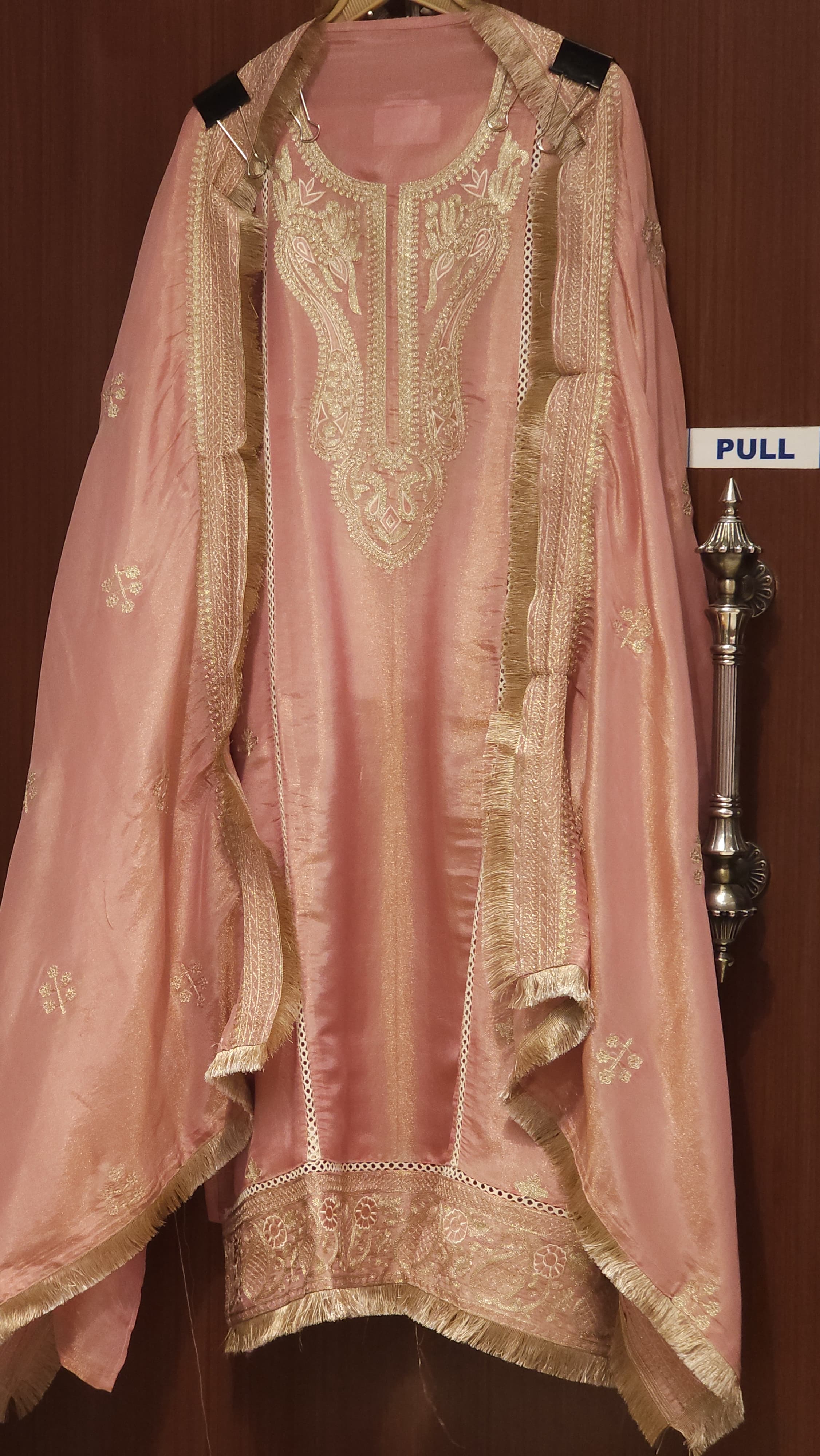 Shimmer Tissue Aari Work Suit - An Easy Festive Style