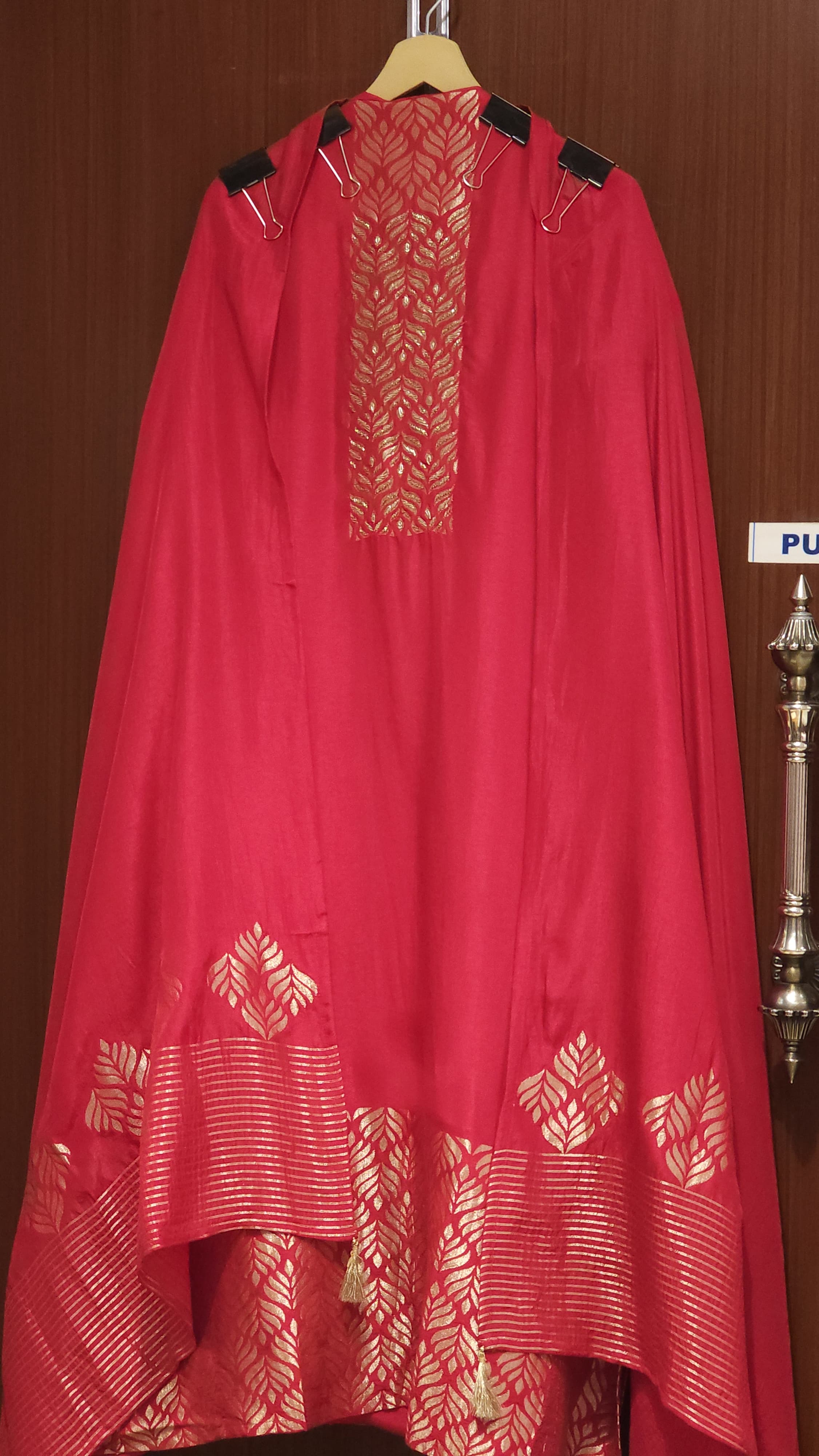 Woven Cotton Silk Suit with Detailed Embroidered
