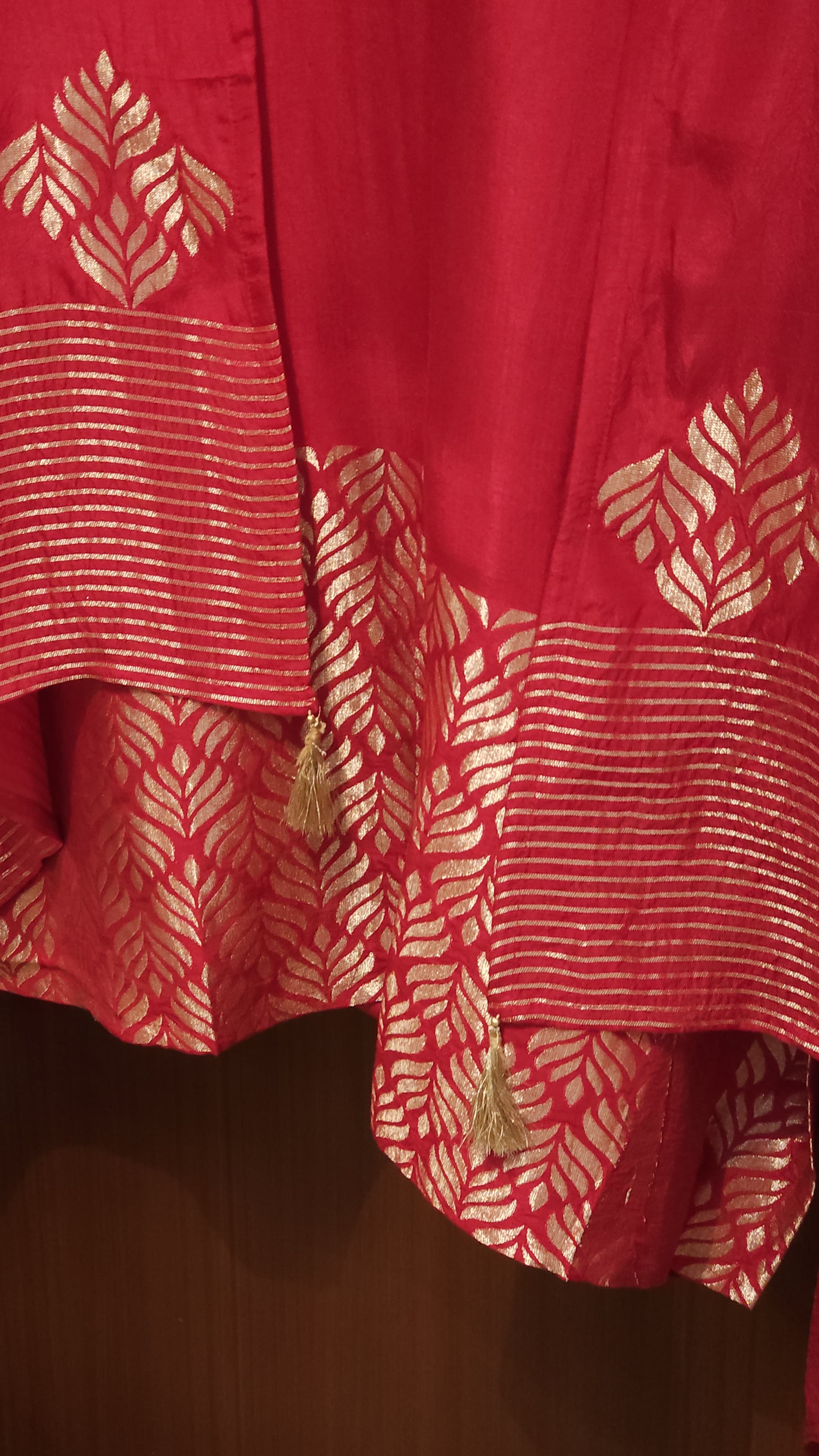 Woven Cotton Silk Suit with Detailed Embroidered