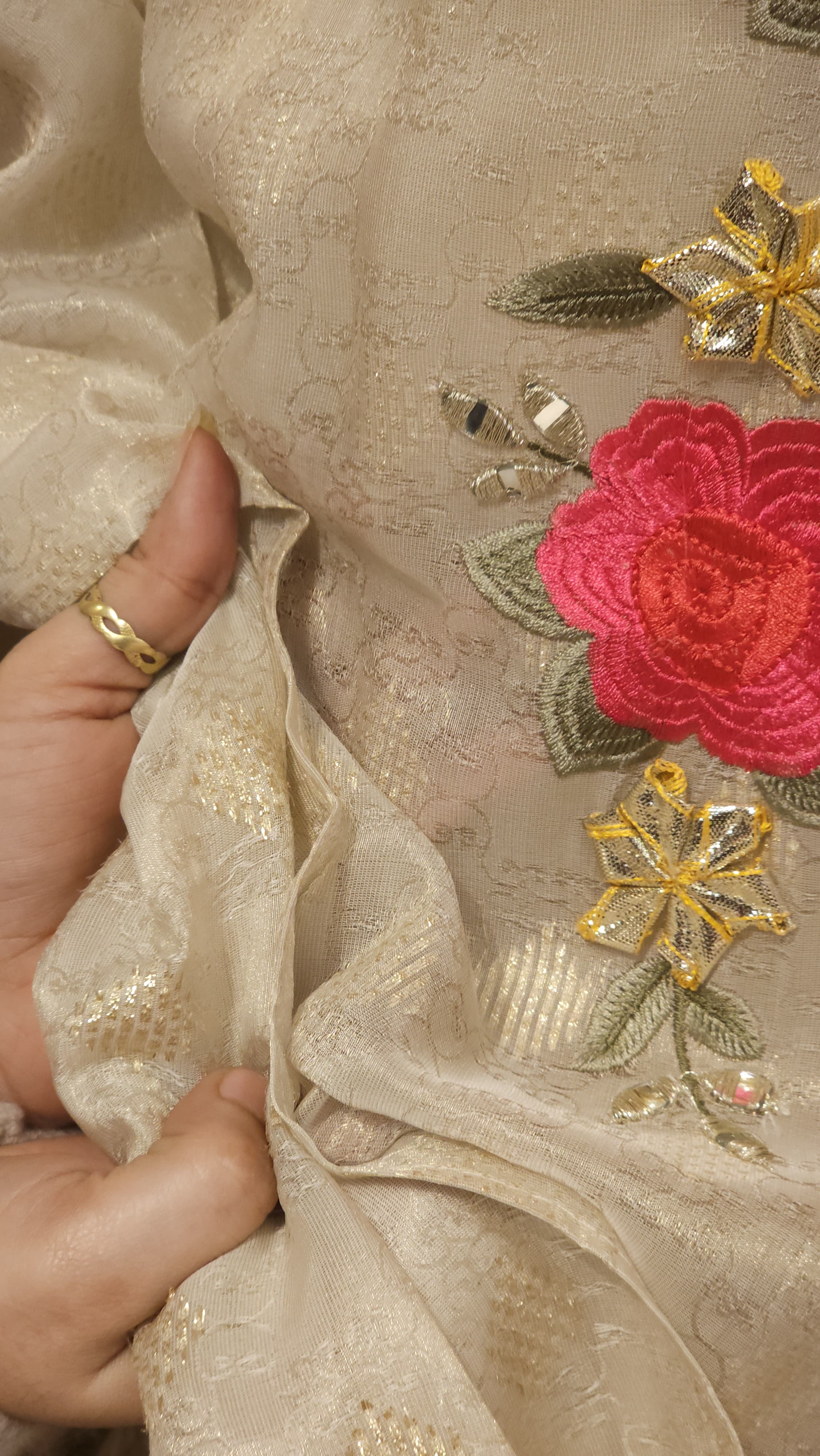 The Gulaab Suit - Self Woven, Rich Texture Tissue Suit