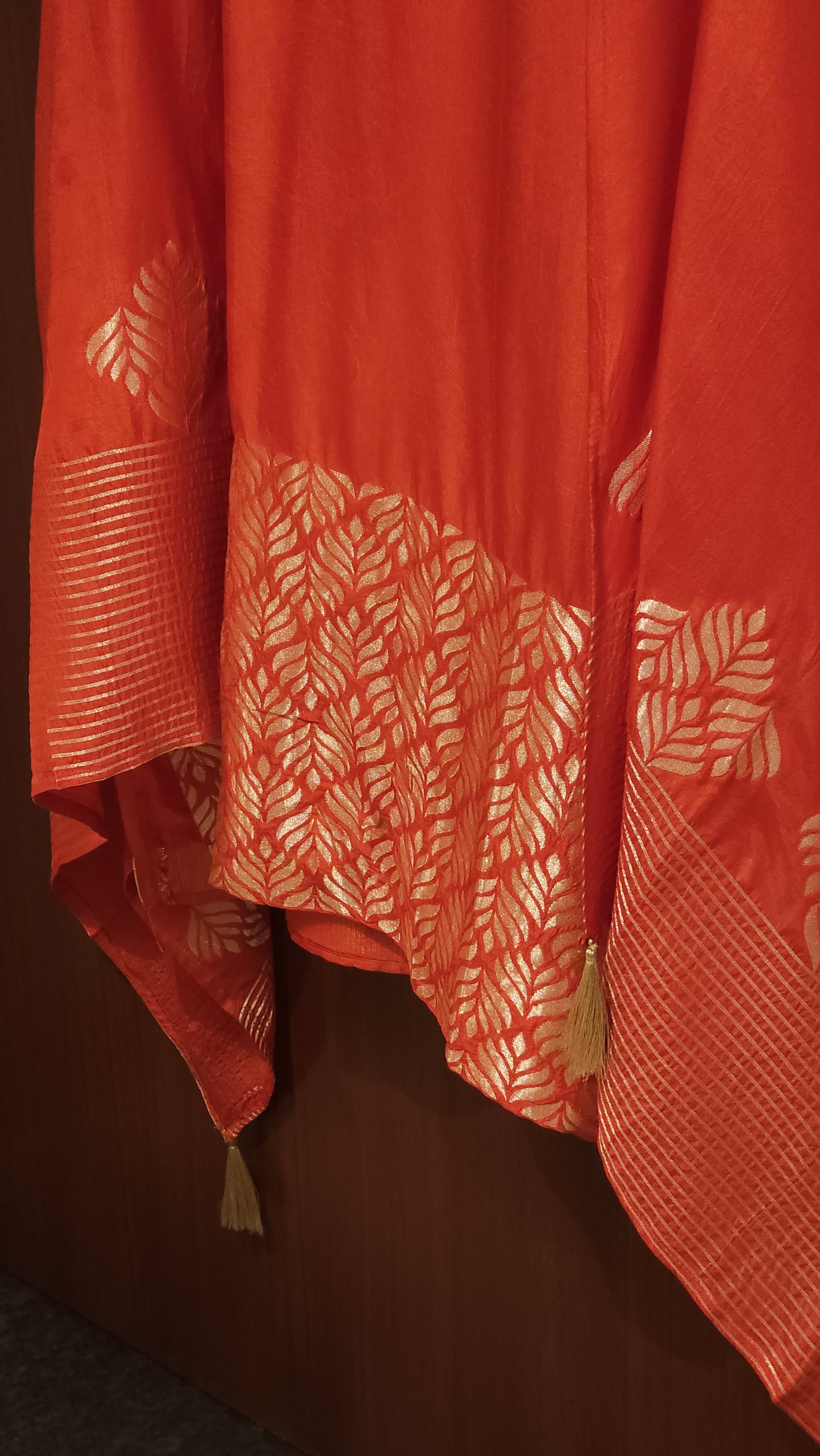 Woven Cotton Silk Suit with Detailed Embroidered