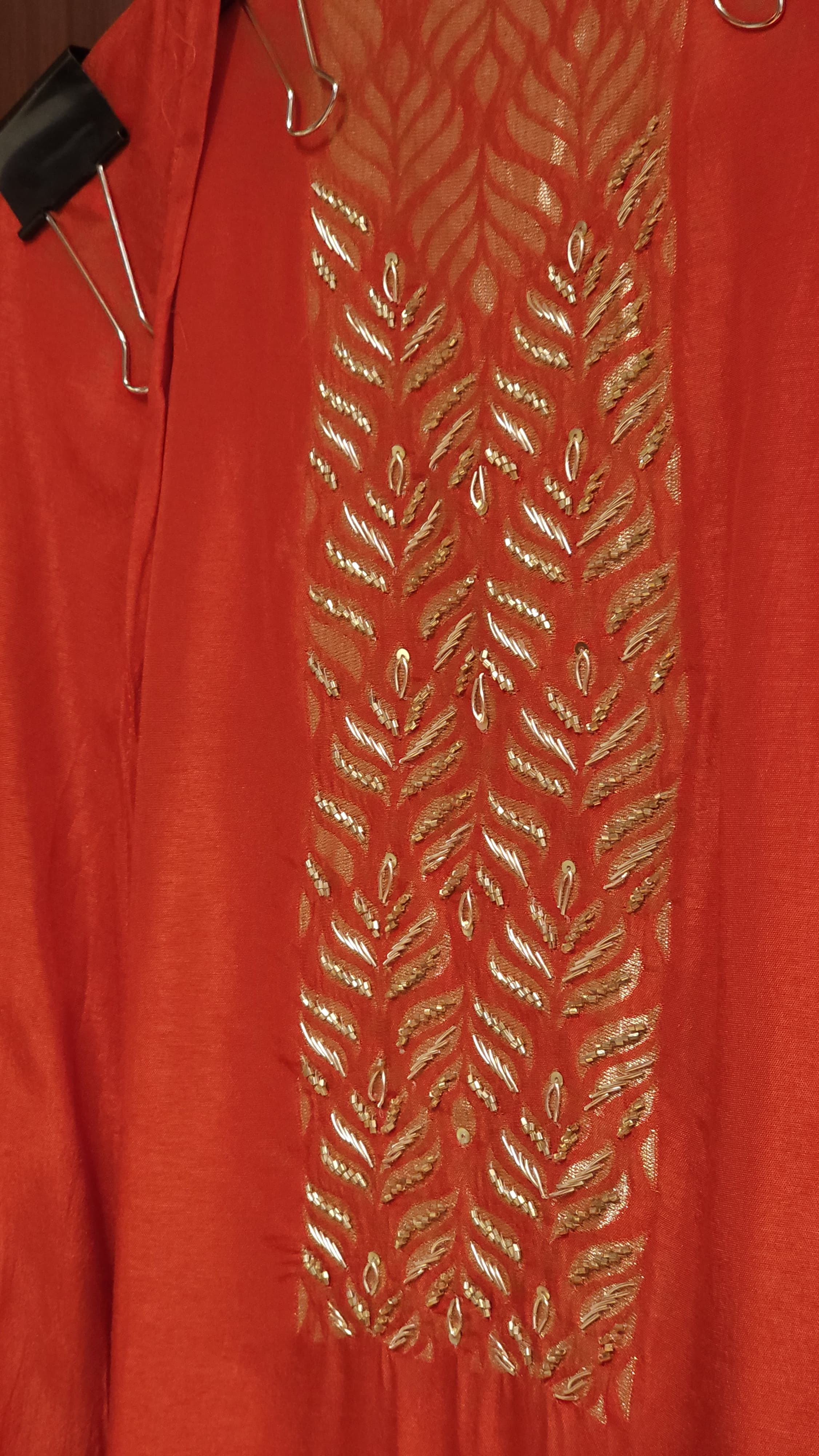 Woven Cotton Silk Suit with Detailed Embroidered
