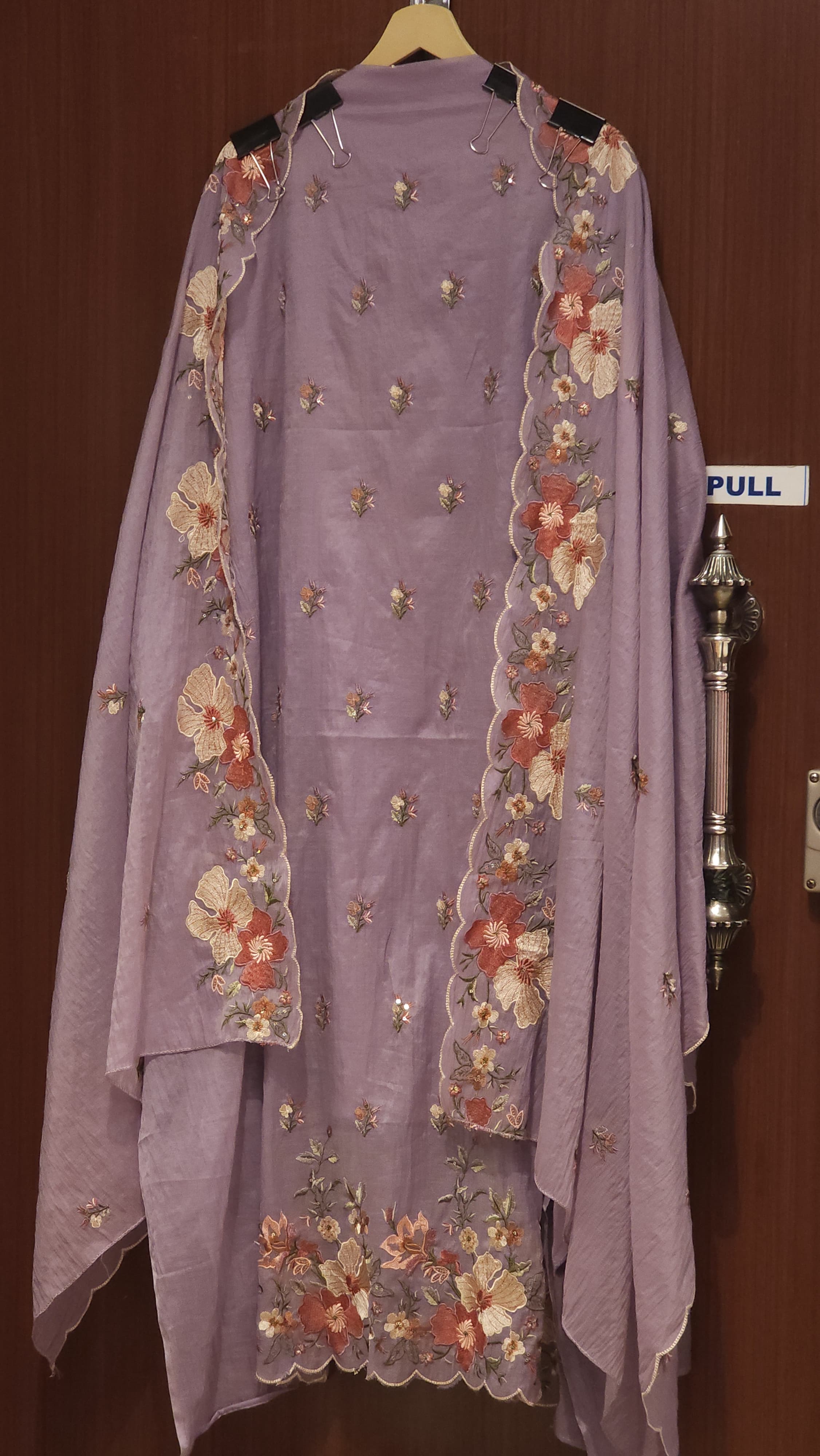 Mul chanderi Suit with Multicolor Thread Work