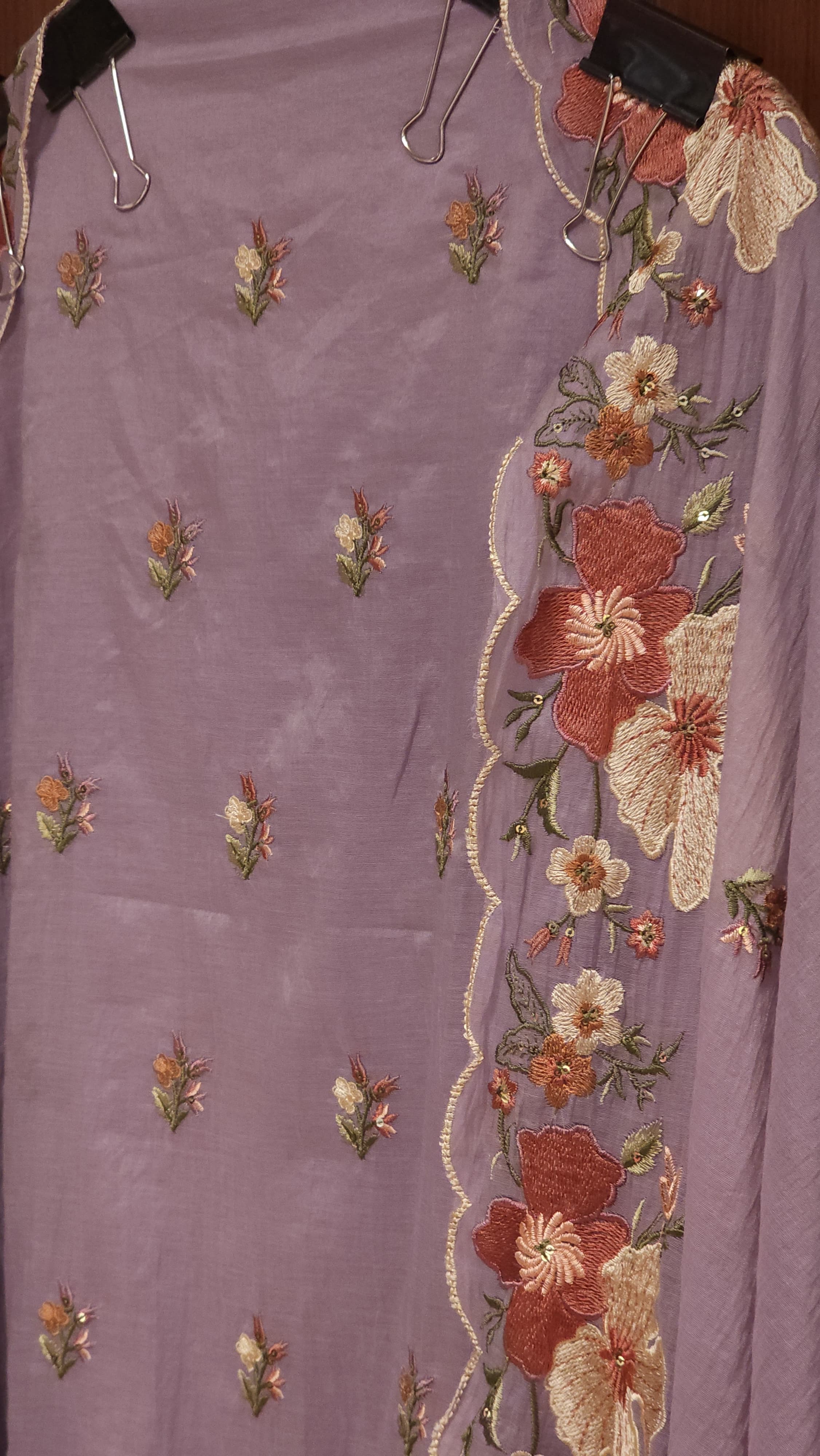 Mul chanderi Suit with Multicolor Thread Work