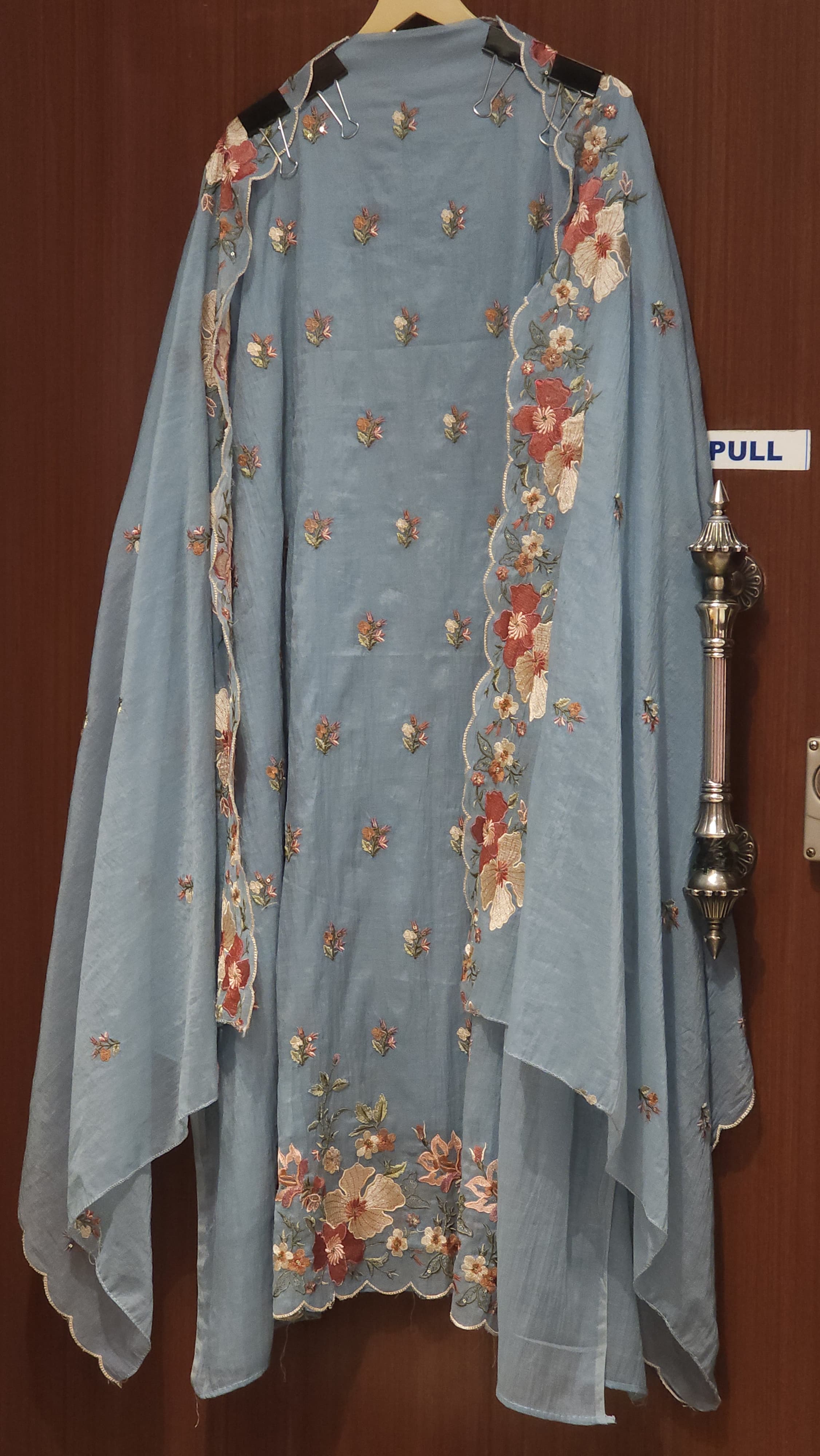 Mul chanderi Suit with Multicolor Thread Work