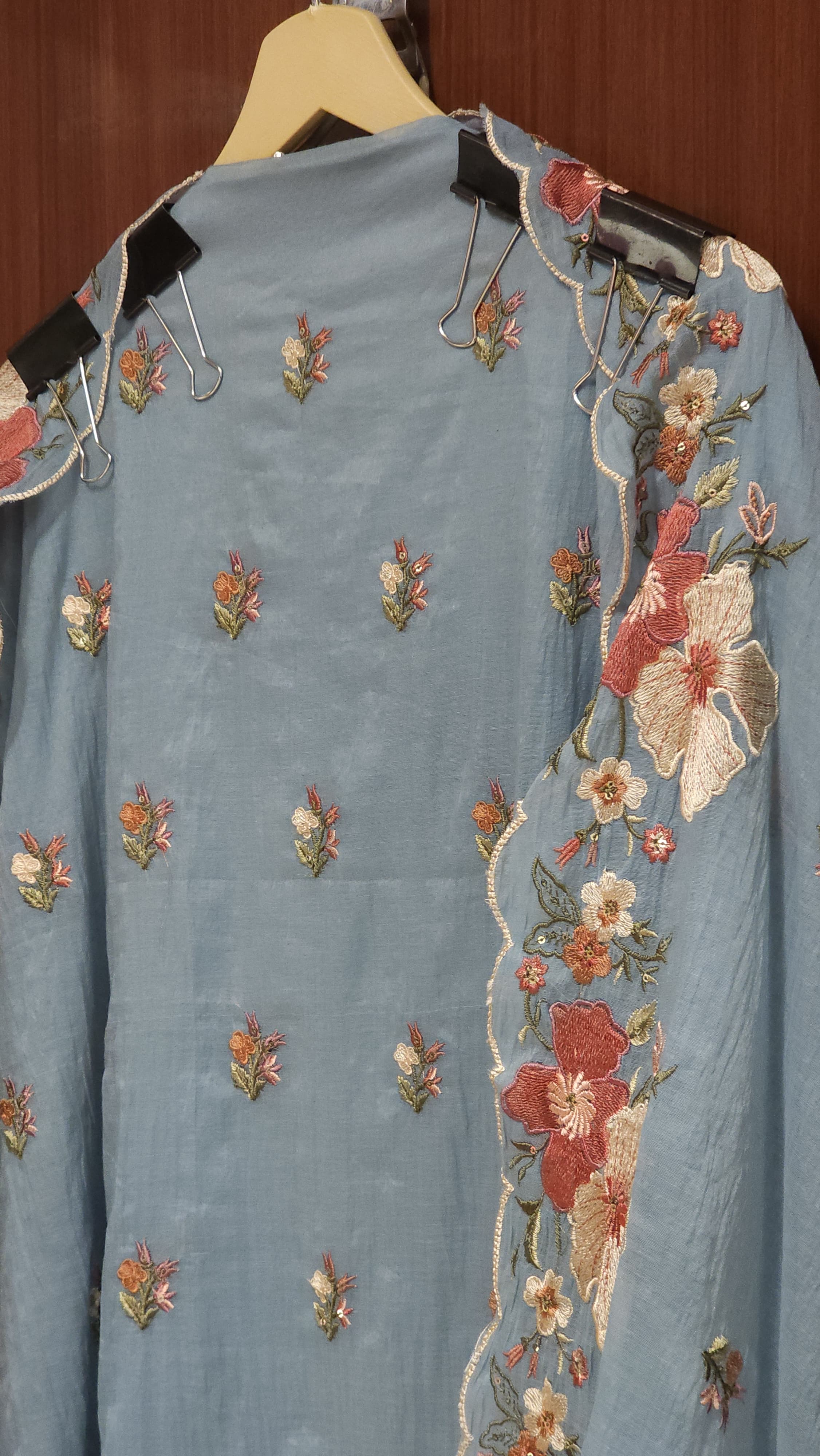Mul chanderi Suit with Multicolor Thread Work
