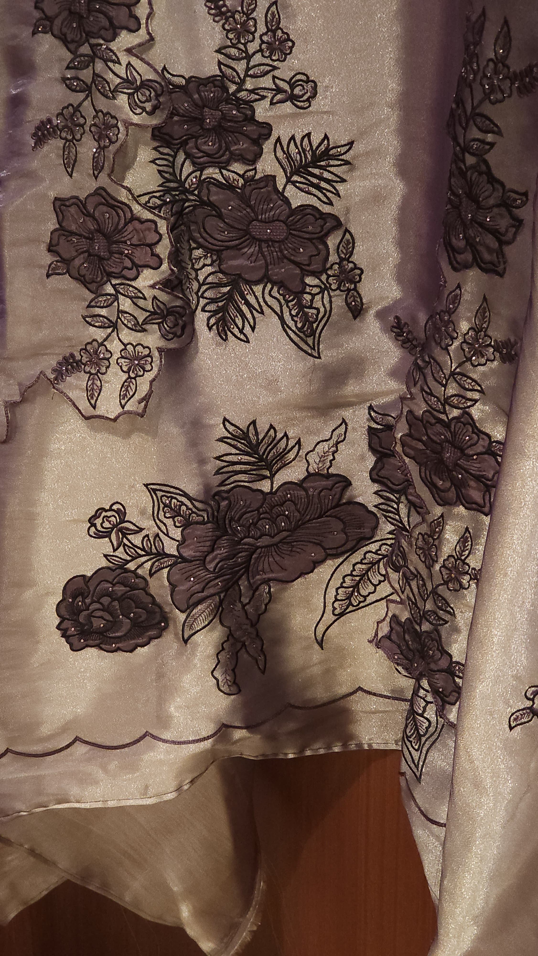 Italian Glass Tissue Suit – Patchwork Embroidery