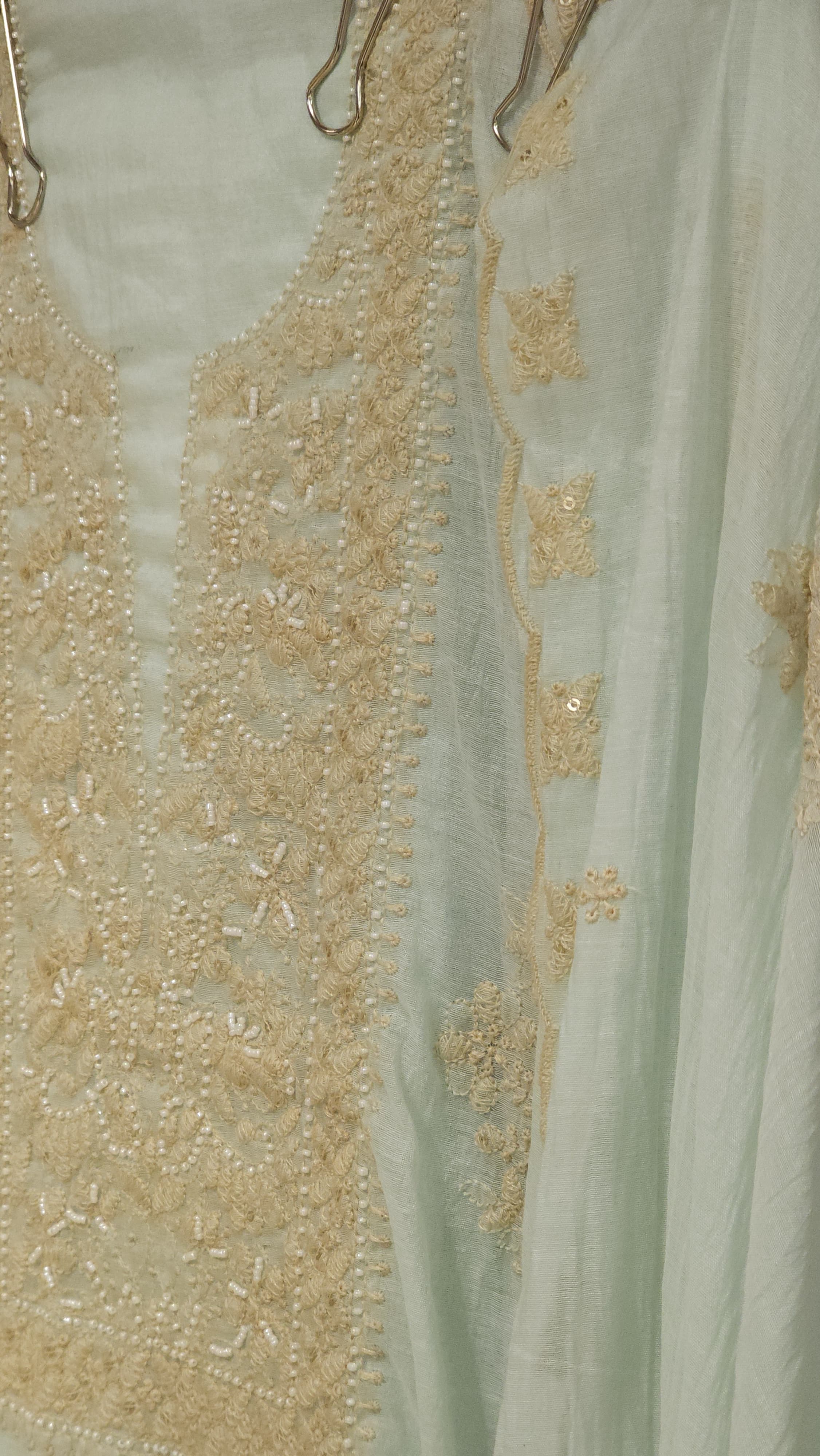 Mul Chanderi Suit in Lucknowi Embroidery