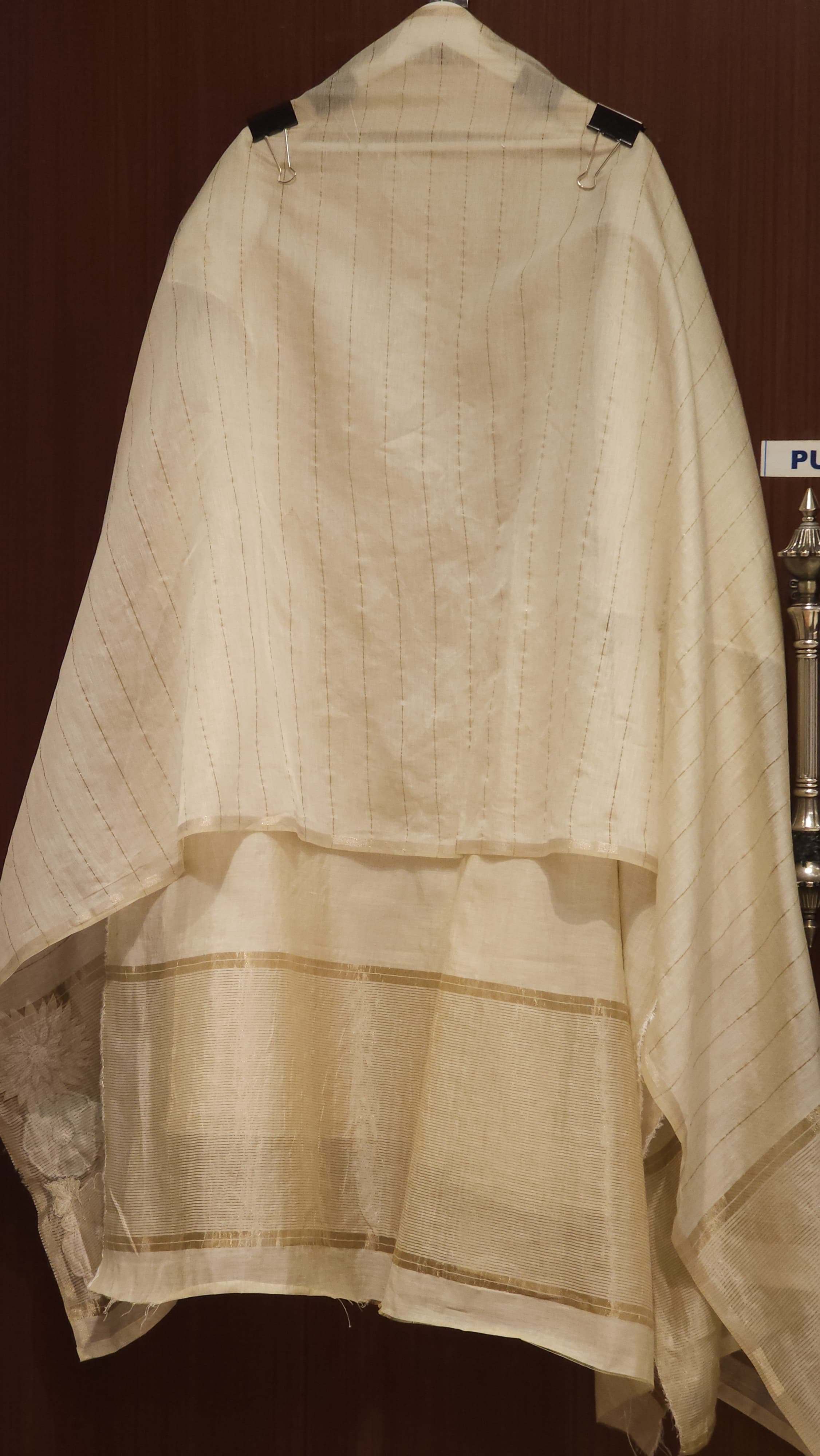 Jamdani Cotton Suit - Gold Lurex Weave | Handcrafted Details