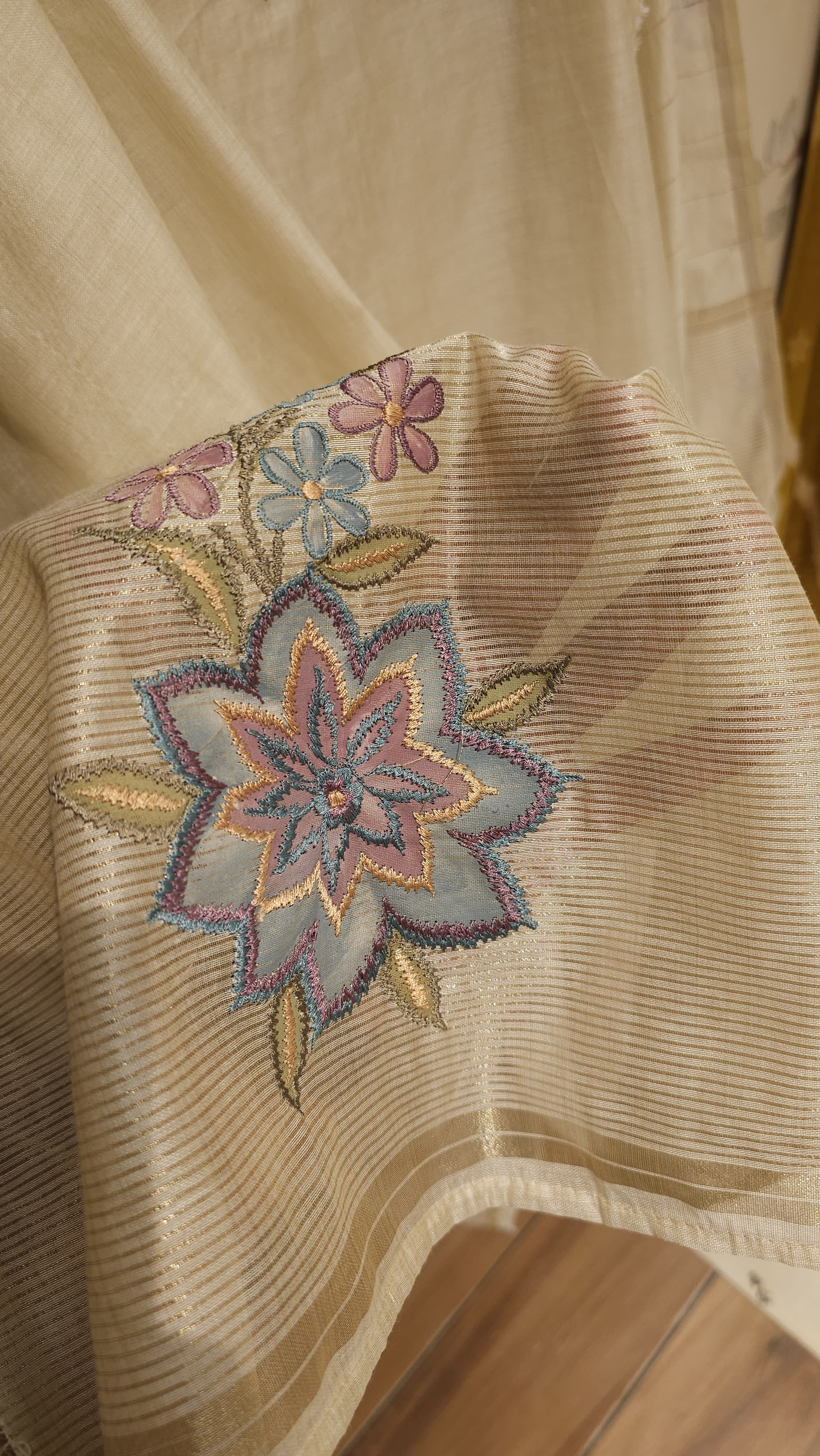 Jamdani Suit with Gold lurex & Brush Paint
