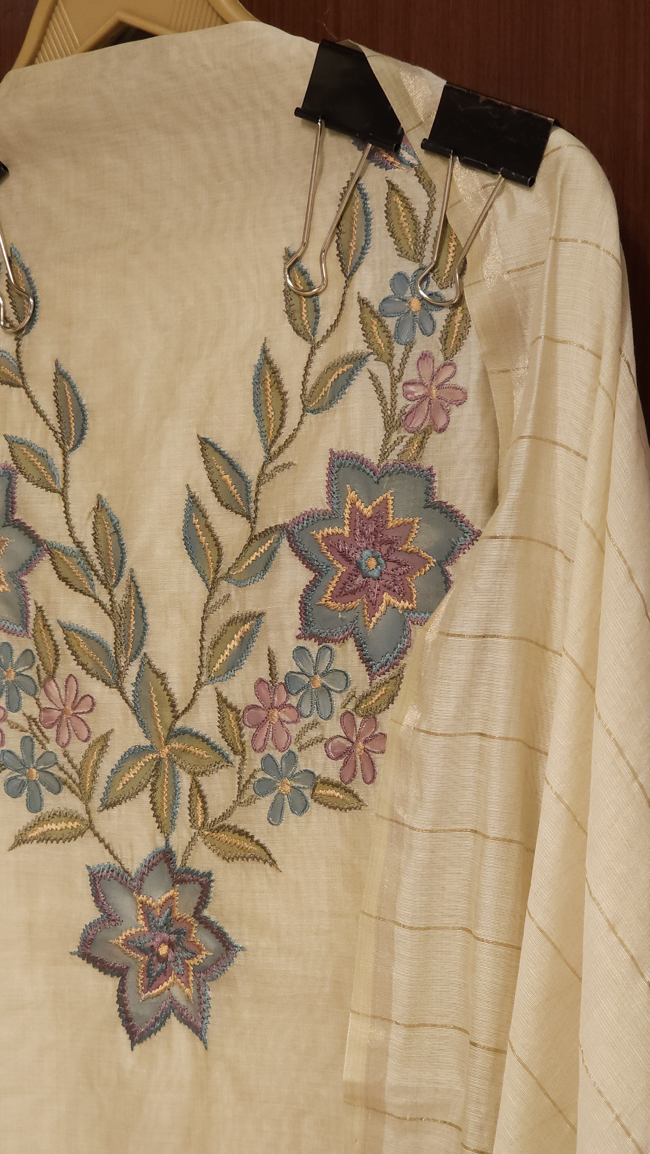 Jamdani Suit with Gold lurex & Brush Paint