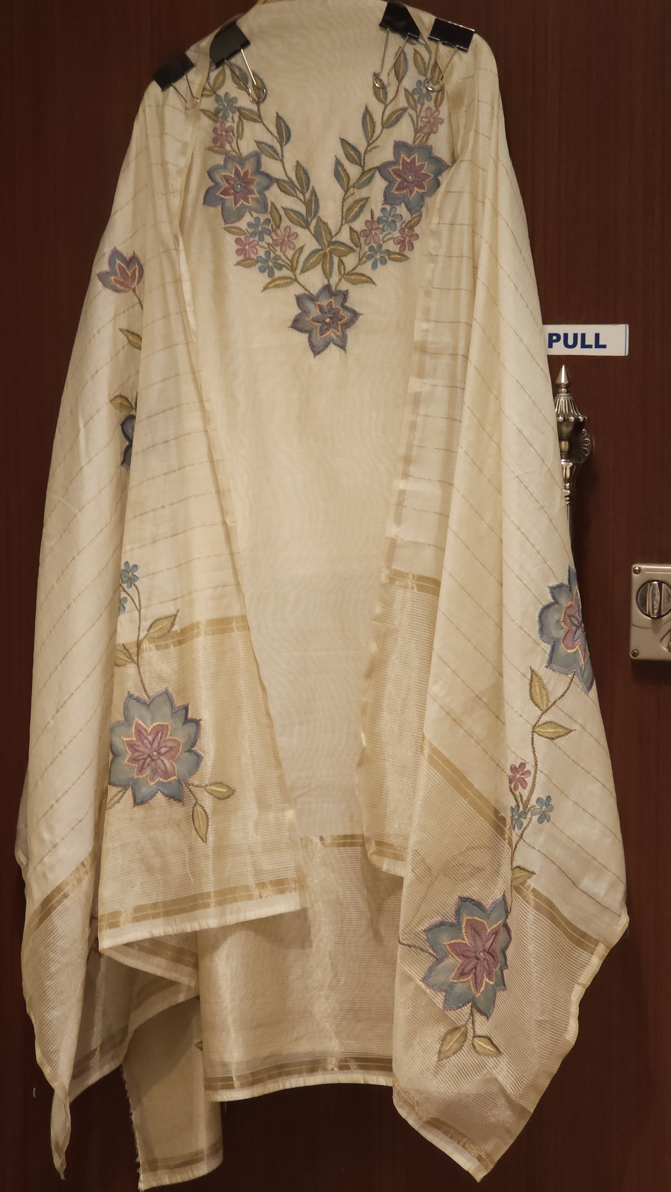 Jamdani Suit with Gold lurex & Brush Paint