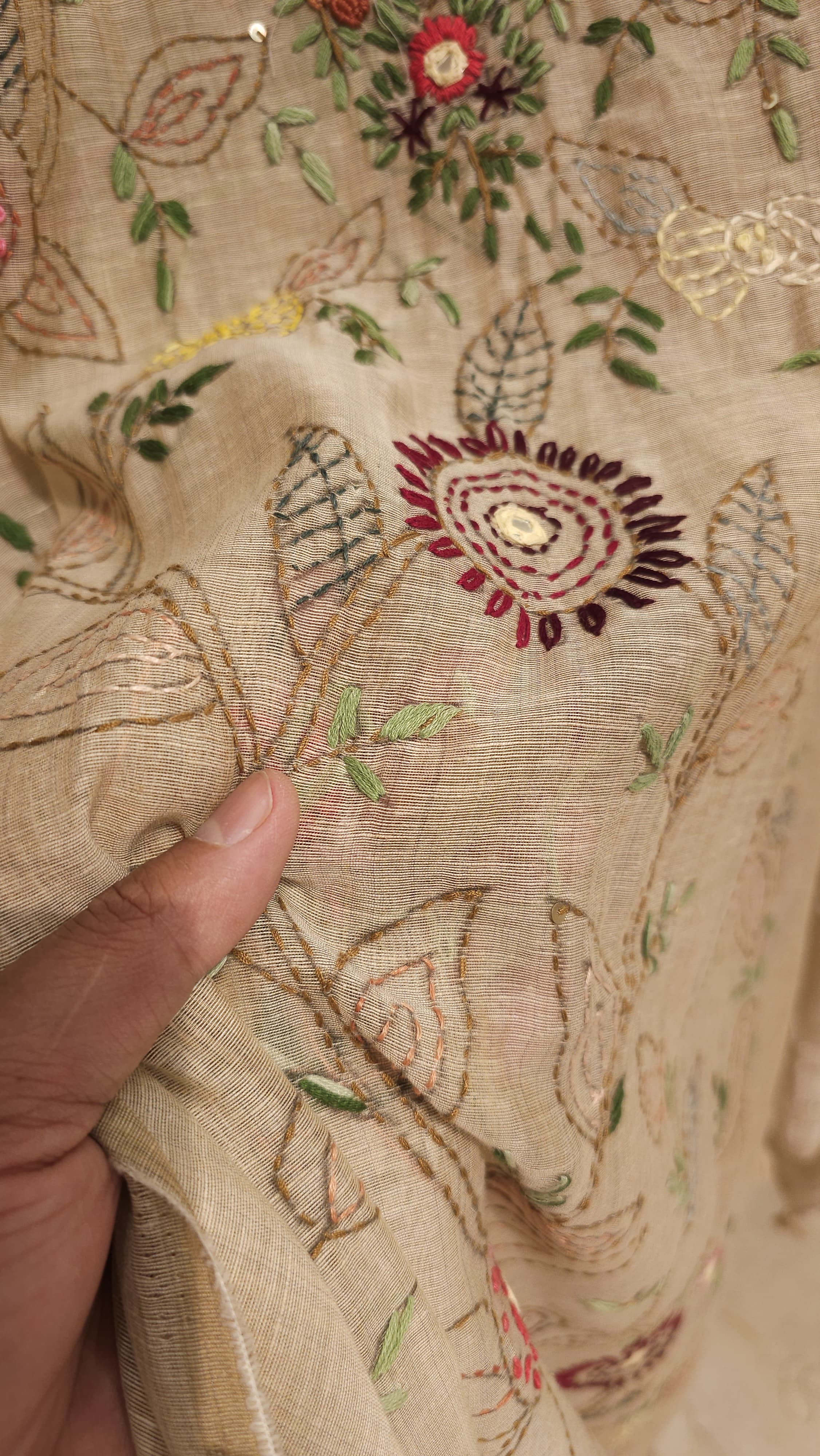 Pure Linen Handcrafted Kantha Work Suit