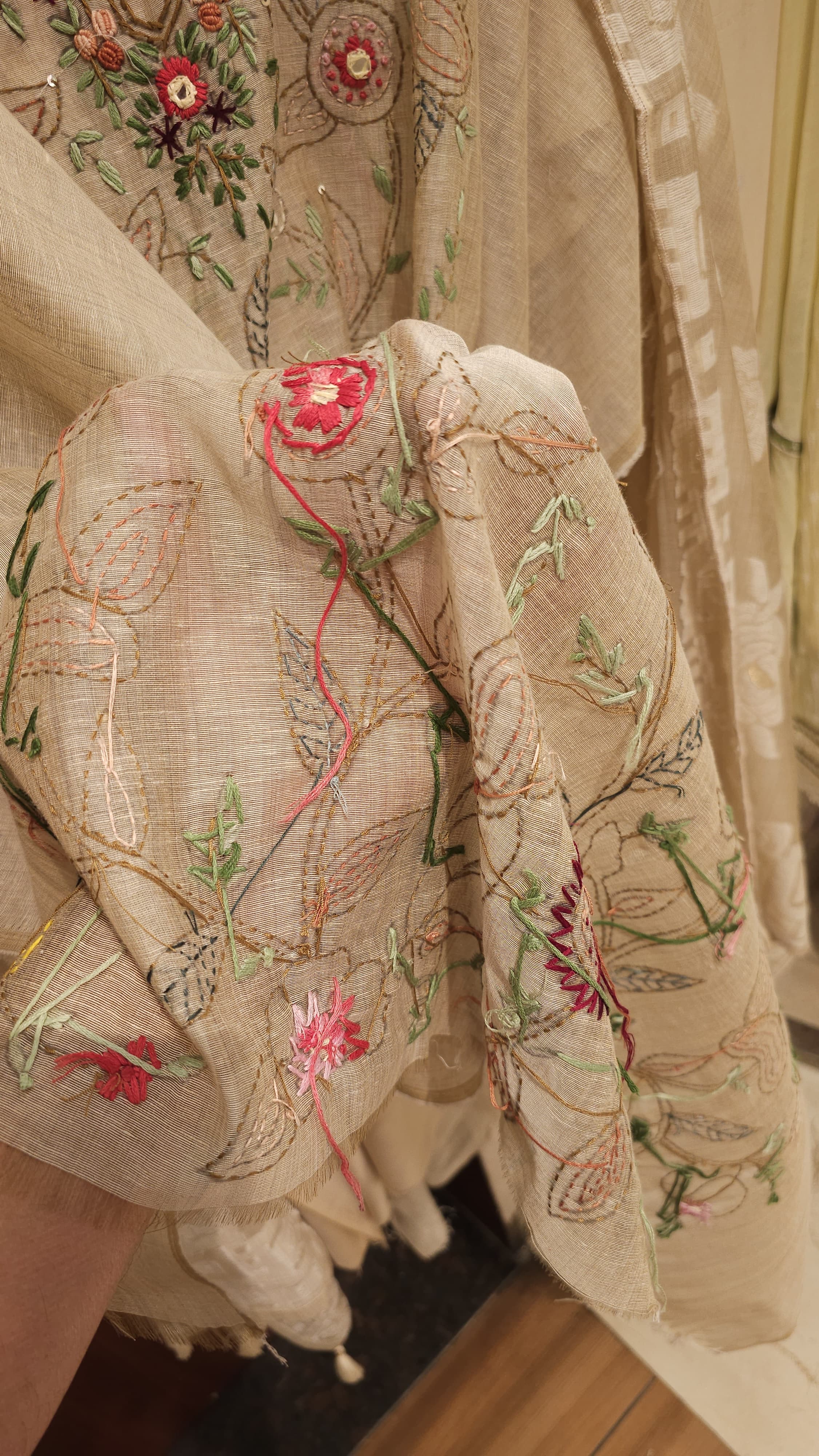 Pure Linen Handcrafted Kantha Work Suit