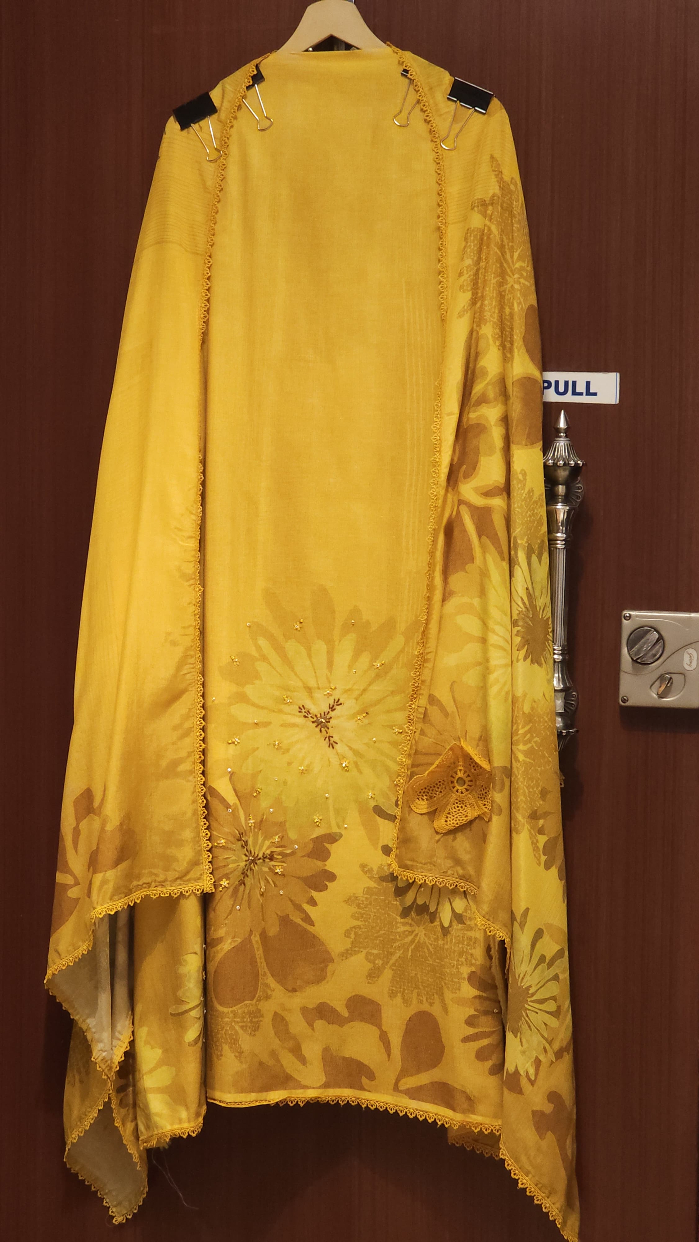 Pure Cotton Suit With Jute Flowers on Muslin Dupatta