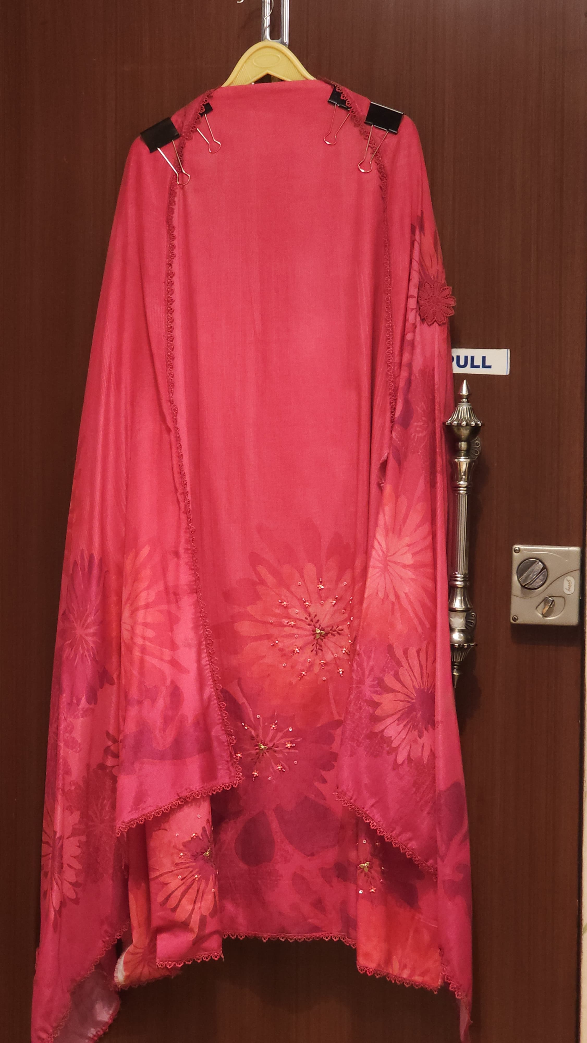Pure Cotton Suit With Jute Flowers on Muslin Dupatta