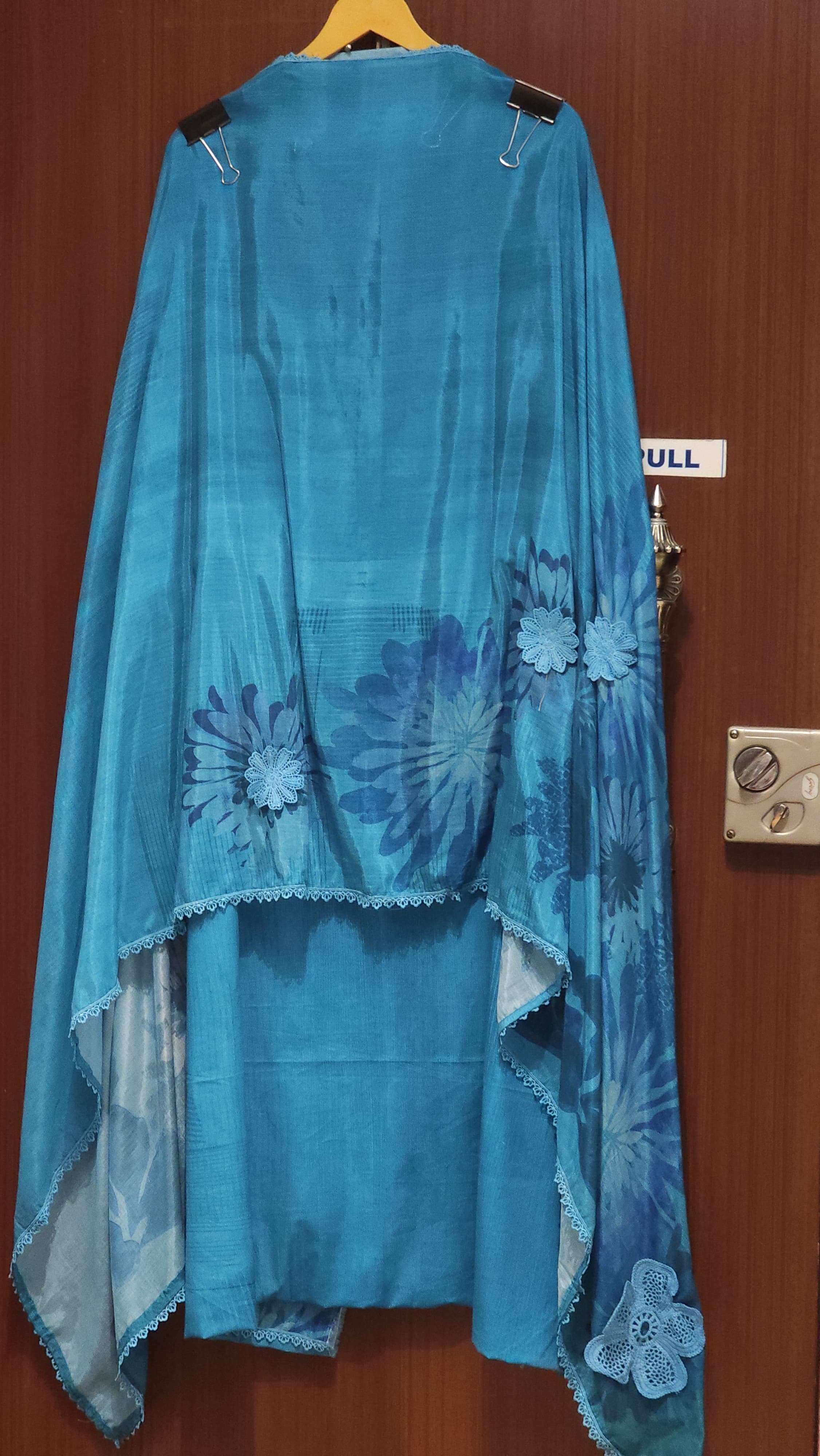 Pure Cotton Suit With Jute Flowers on Muslin Dupatta