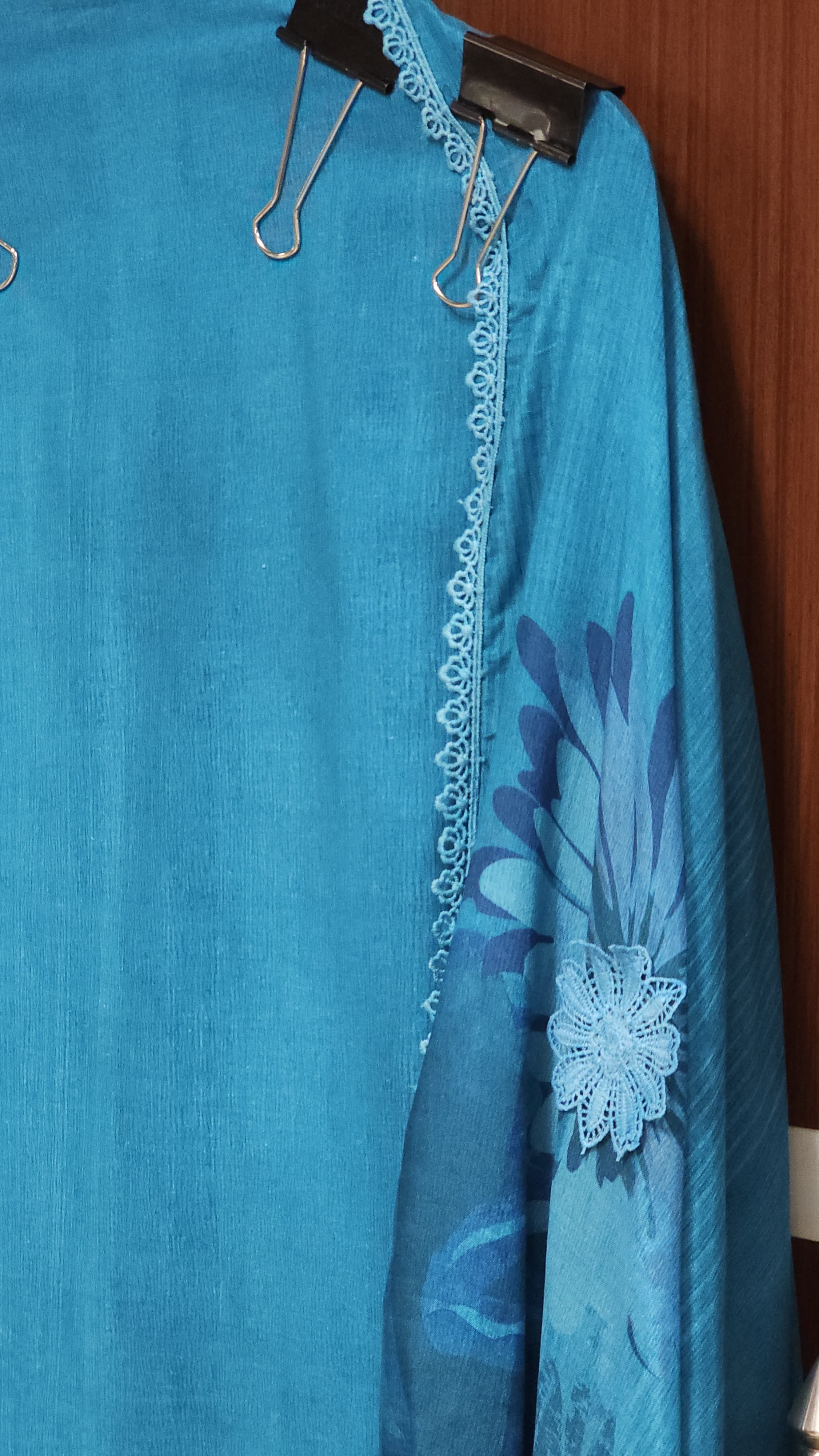 Pure Cotton Suit With Jute Flowers on Muslin Dupatta