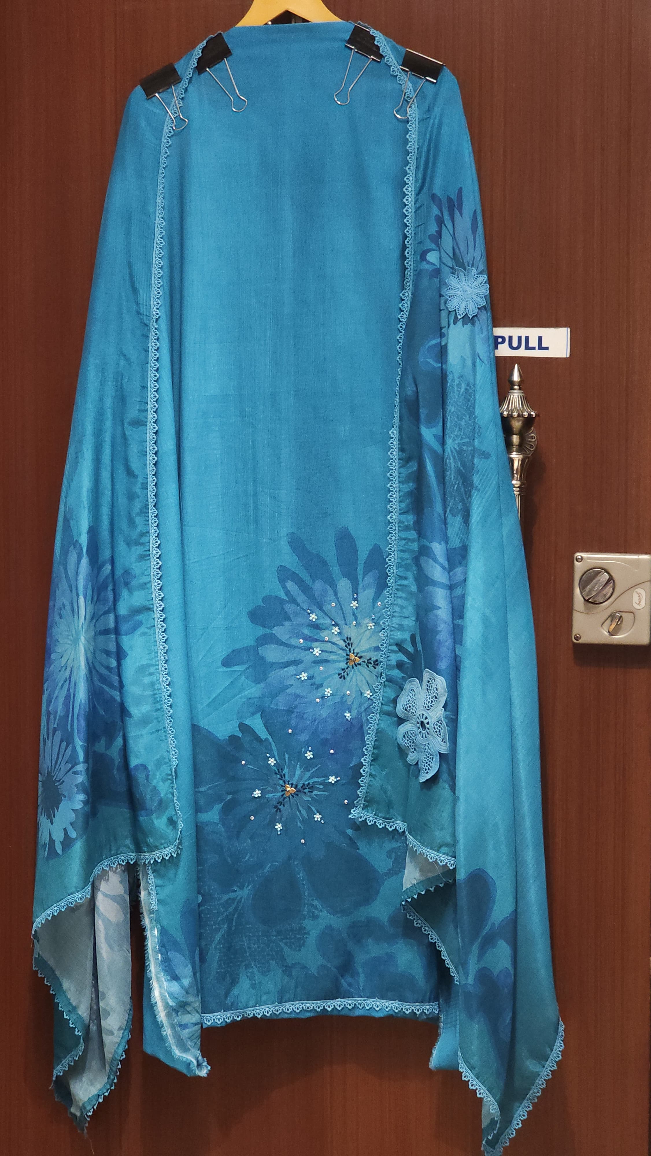 Pure Cotton Suit With Jute Flowers on Muslin Dupatta