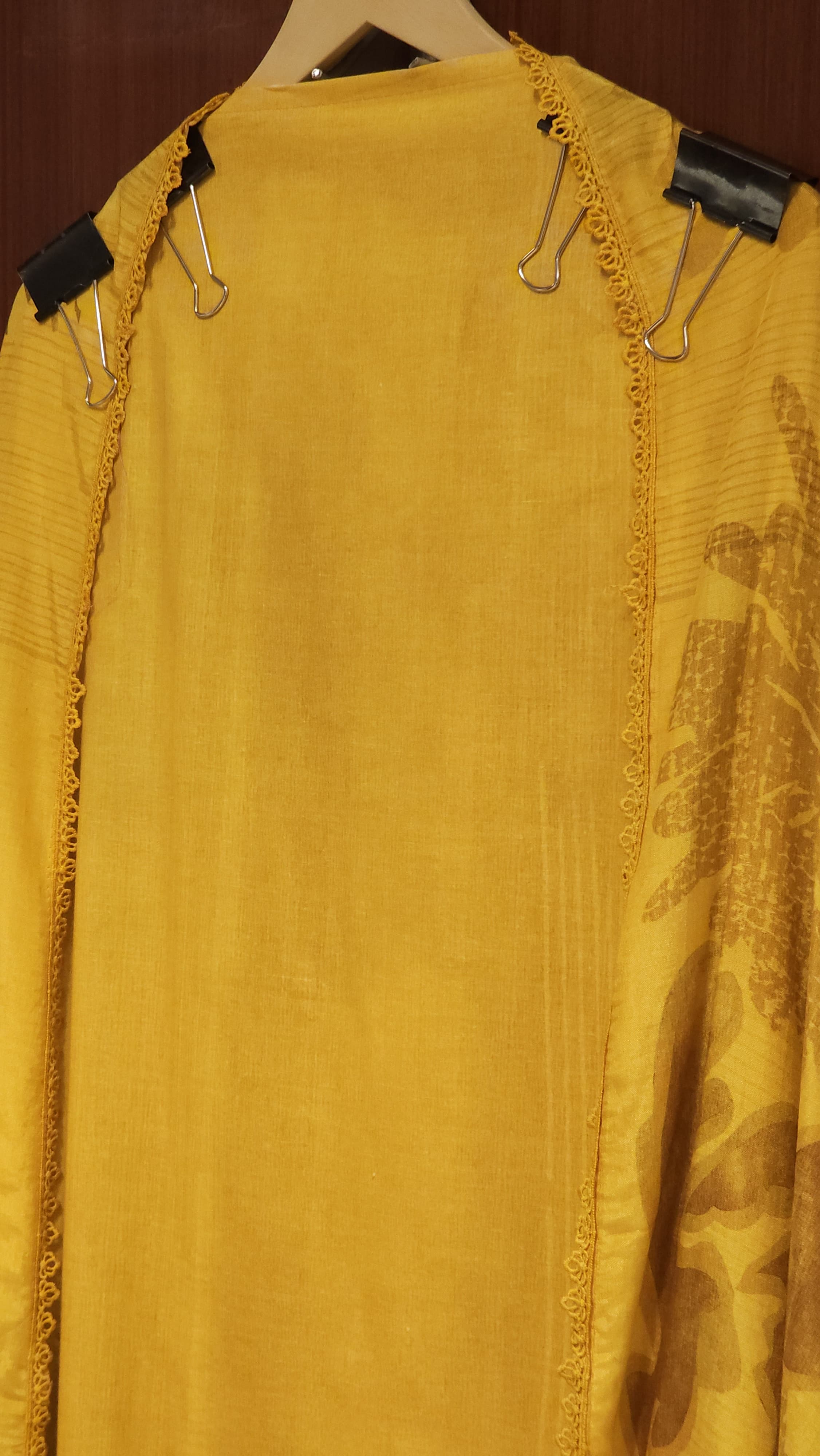 Pure Cotton Suit With Jute Flowers on Muslin Dupatta