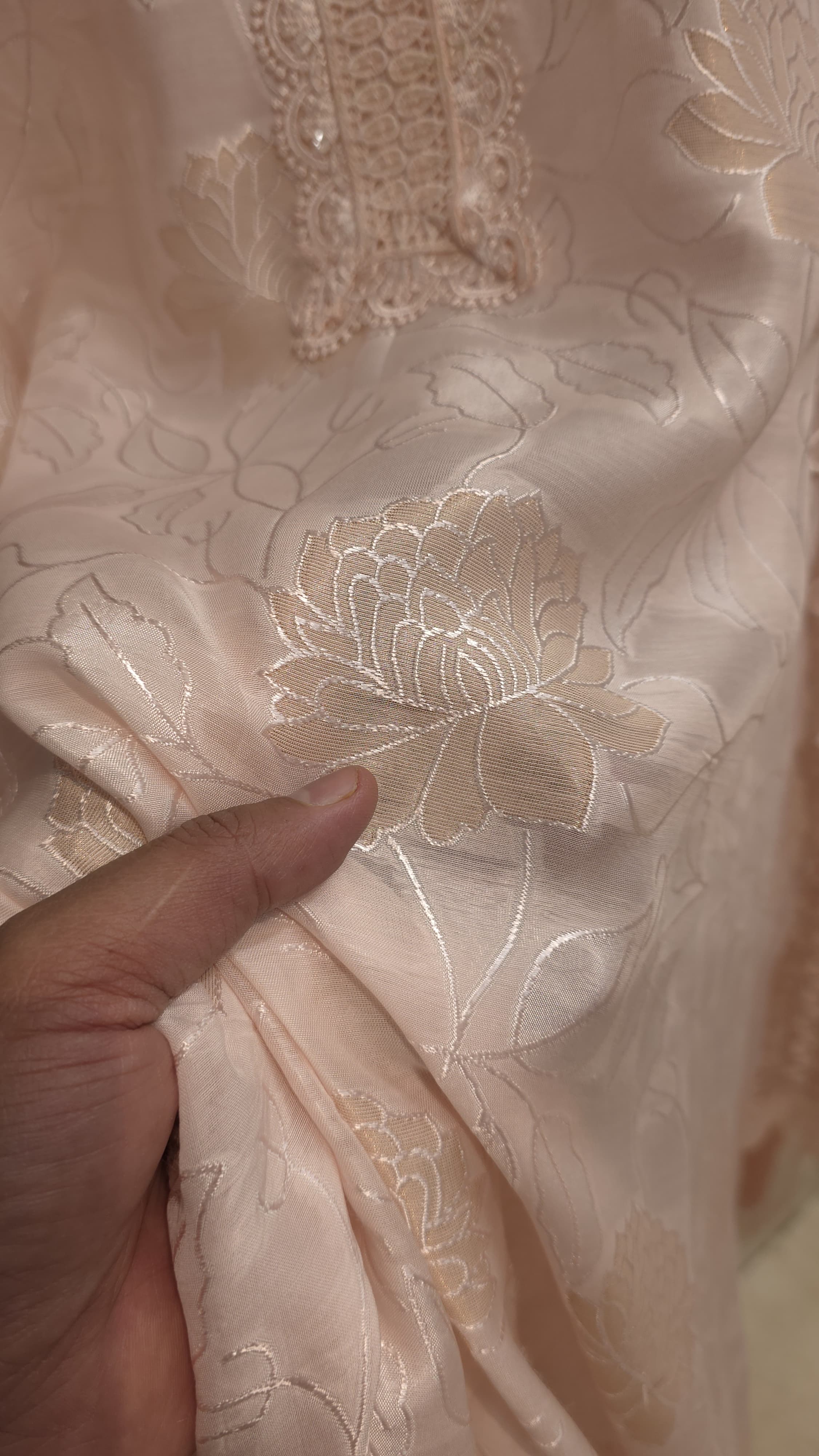 Self-Woven Cotton Silk Suit (Rare Crochet Detailing)