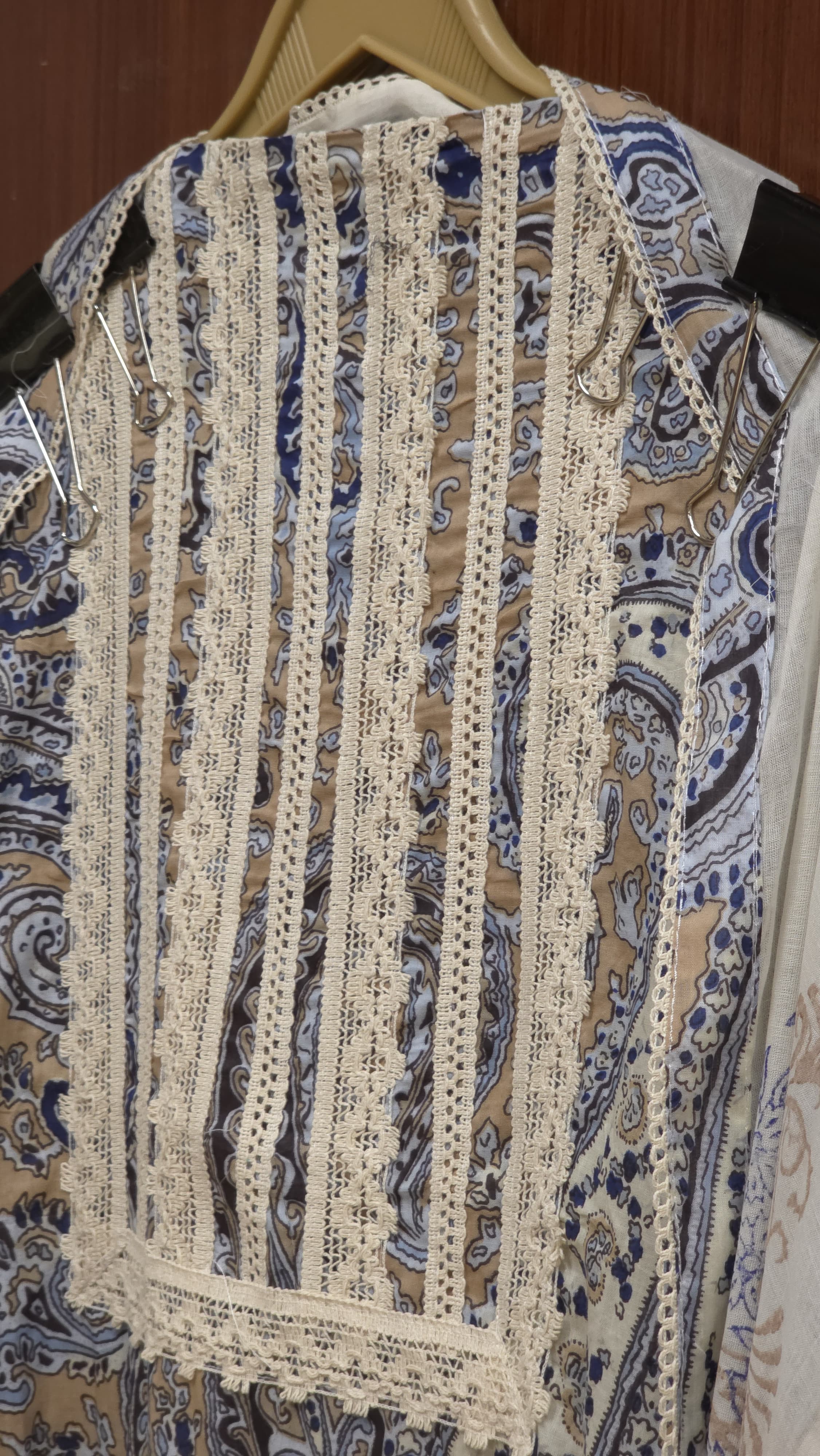 Pure Cotton Ajrakh Print Suit (crochet lace detailing)