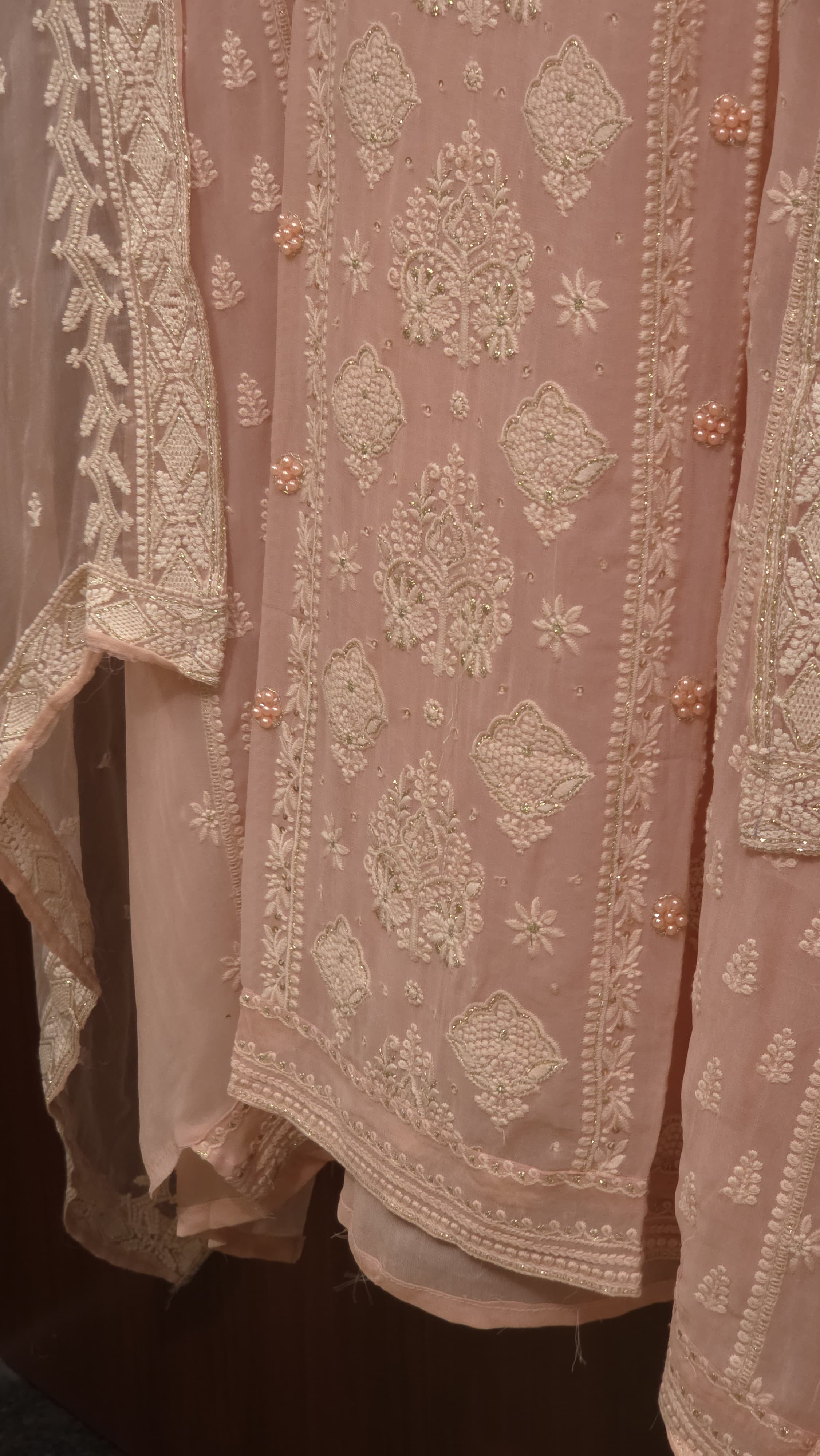 Georgette Lucknowi Suit Pearl Suit 1.O