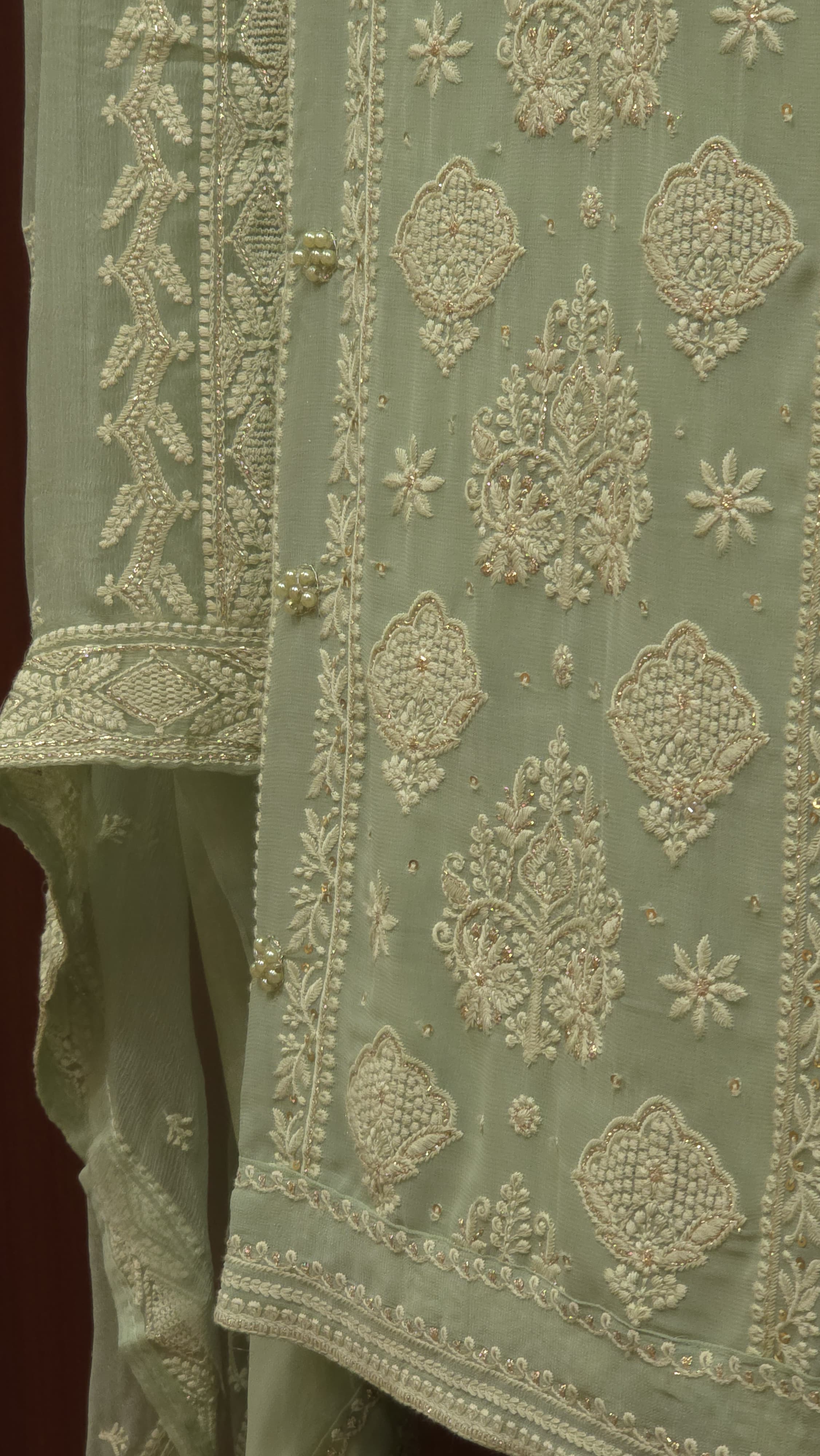Georgette Lucknowi Suit Pearl Suit 1.O