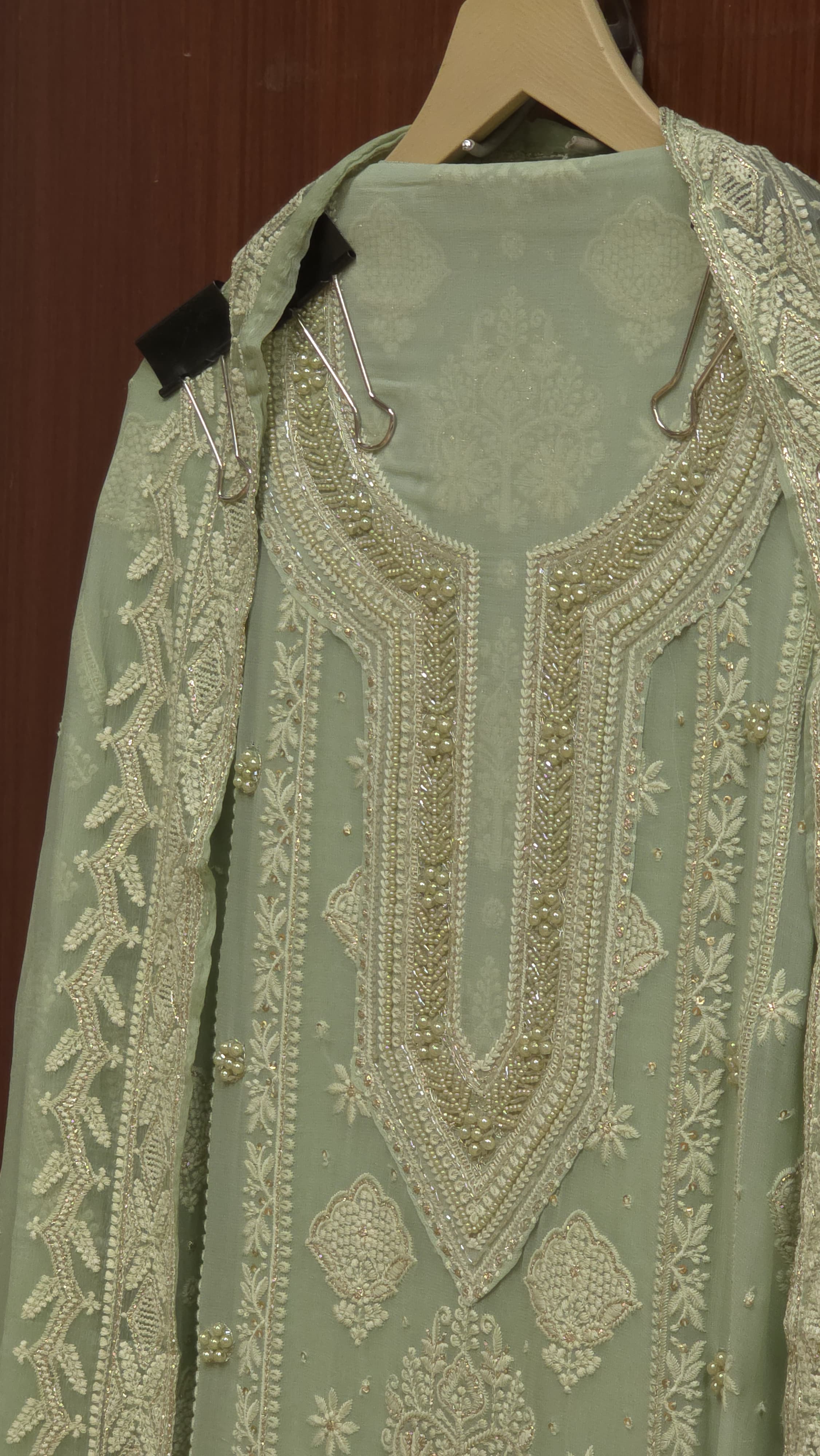 Georgette Lucknowi Suit Pearl Suit 1.O