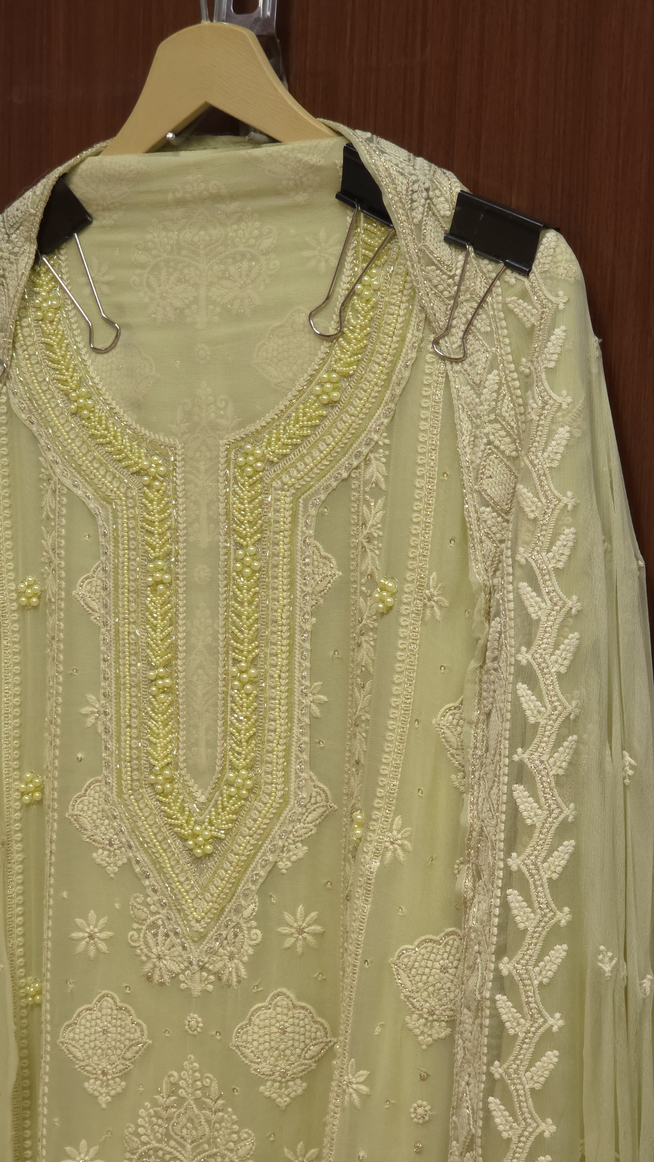 Georgette Lucknowi Suit Pearl Suit 1.O