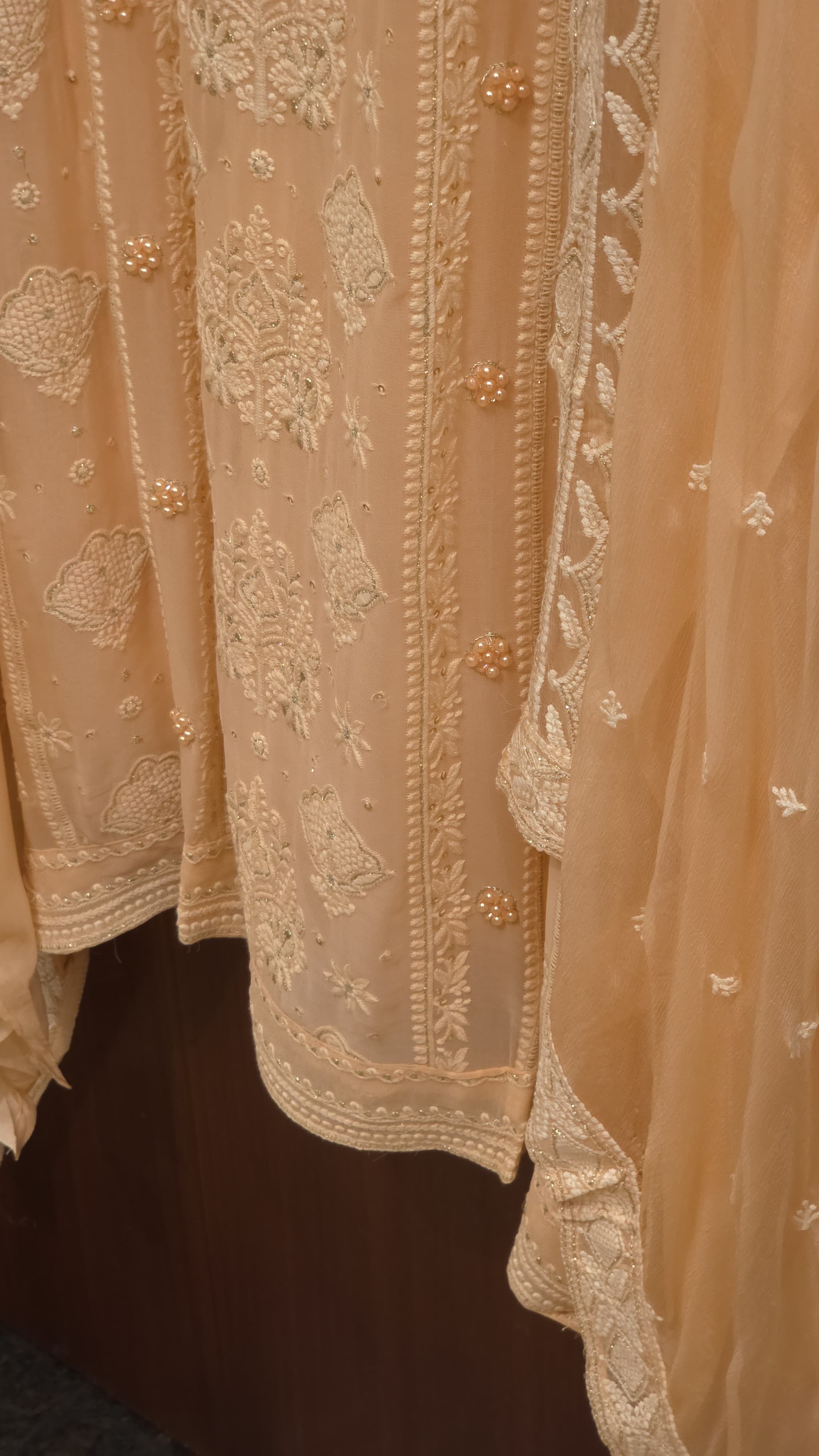 Georgette Lucknowi Suit Pearl Suit 1.O