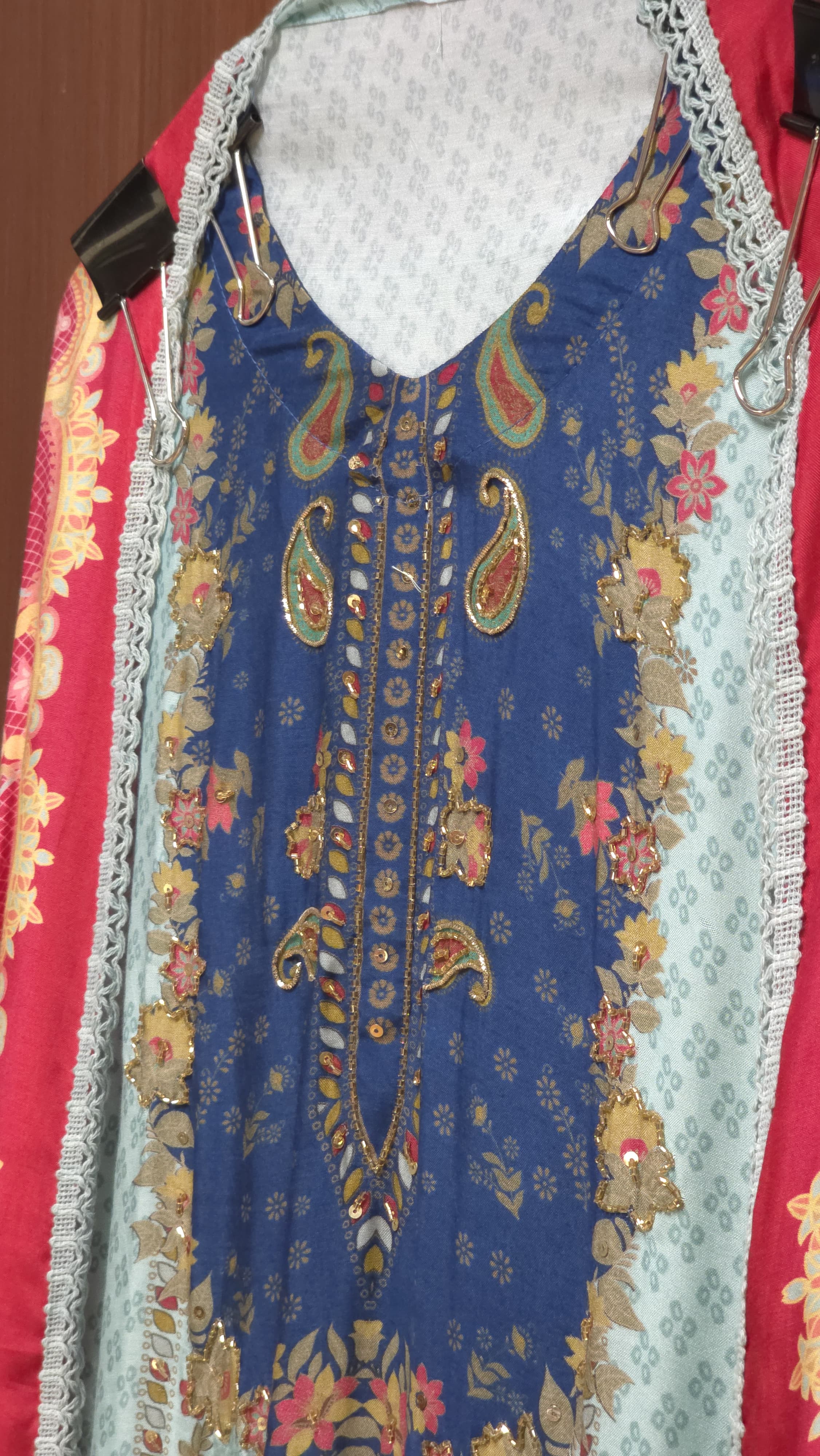 Pakistani Muslin Suit with Handwork & Laces