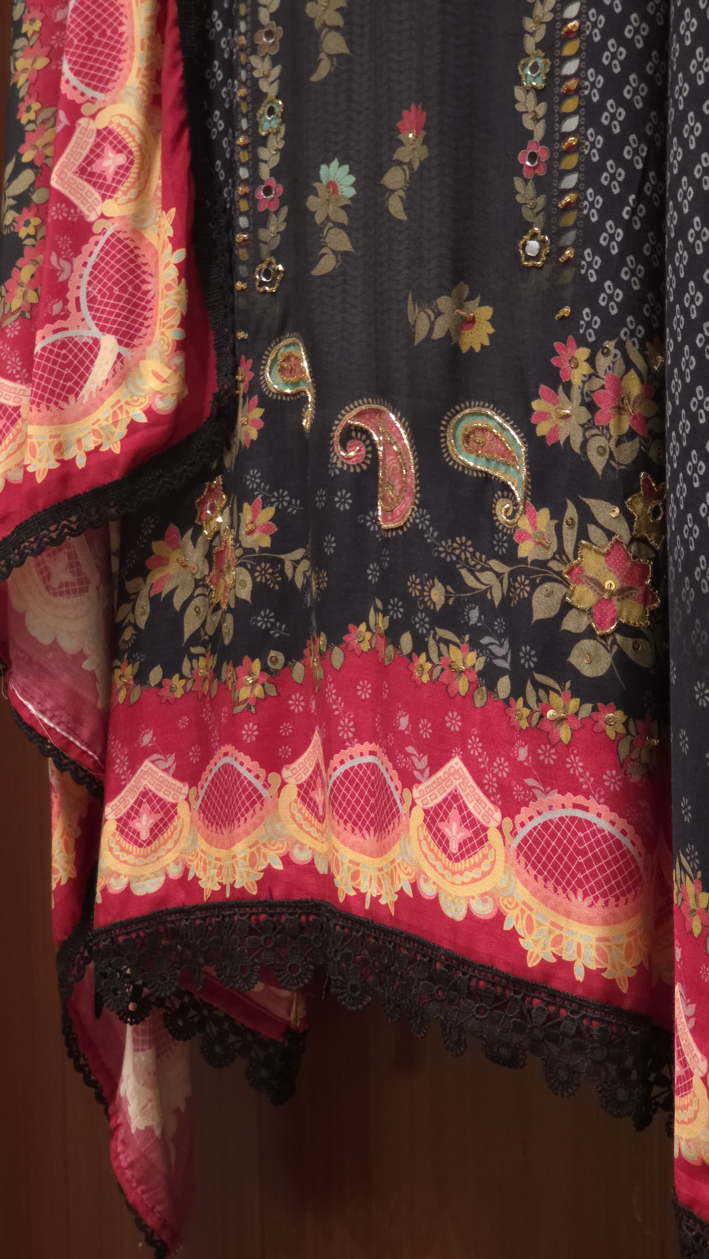 Pakistani Muslin Suit with Handwork & Laces